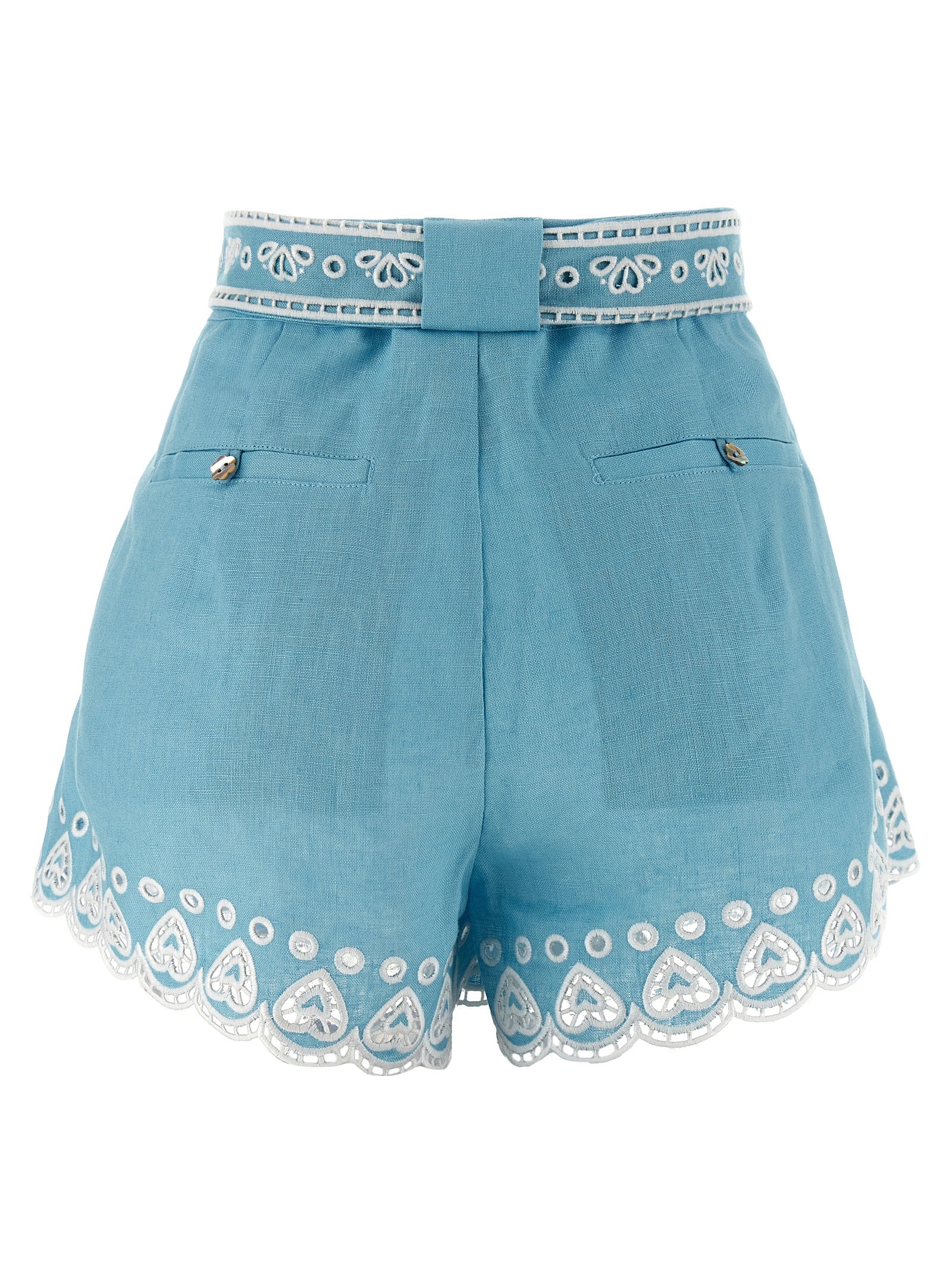 FARM RIO Blue Linen Bermuda Shorts