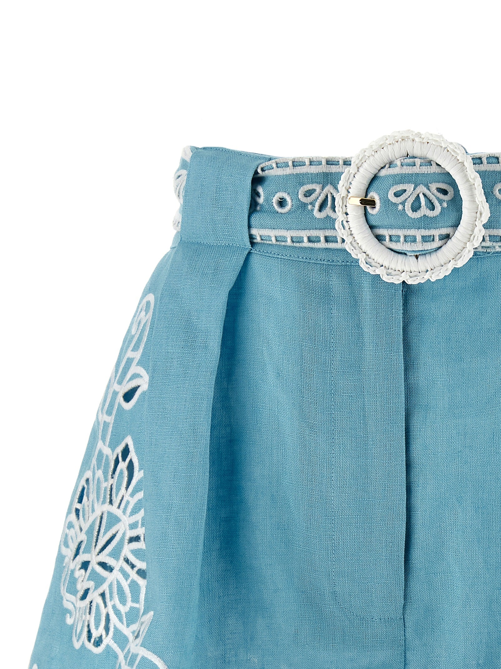 FARM RIO Blue Linen Bermuda Shorts