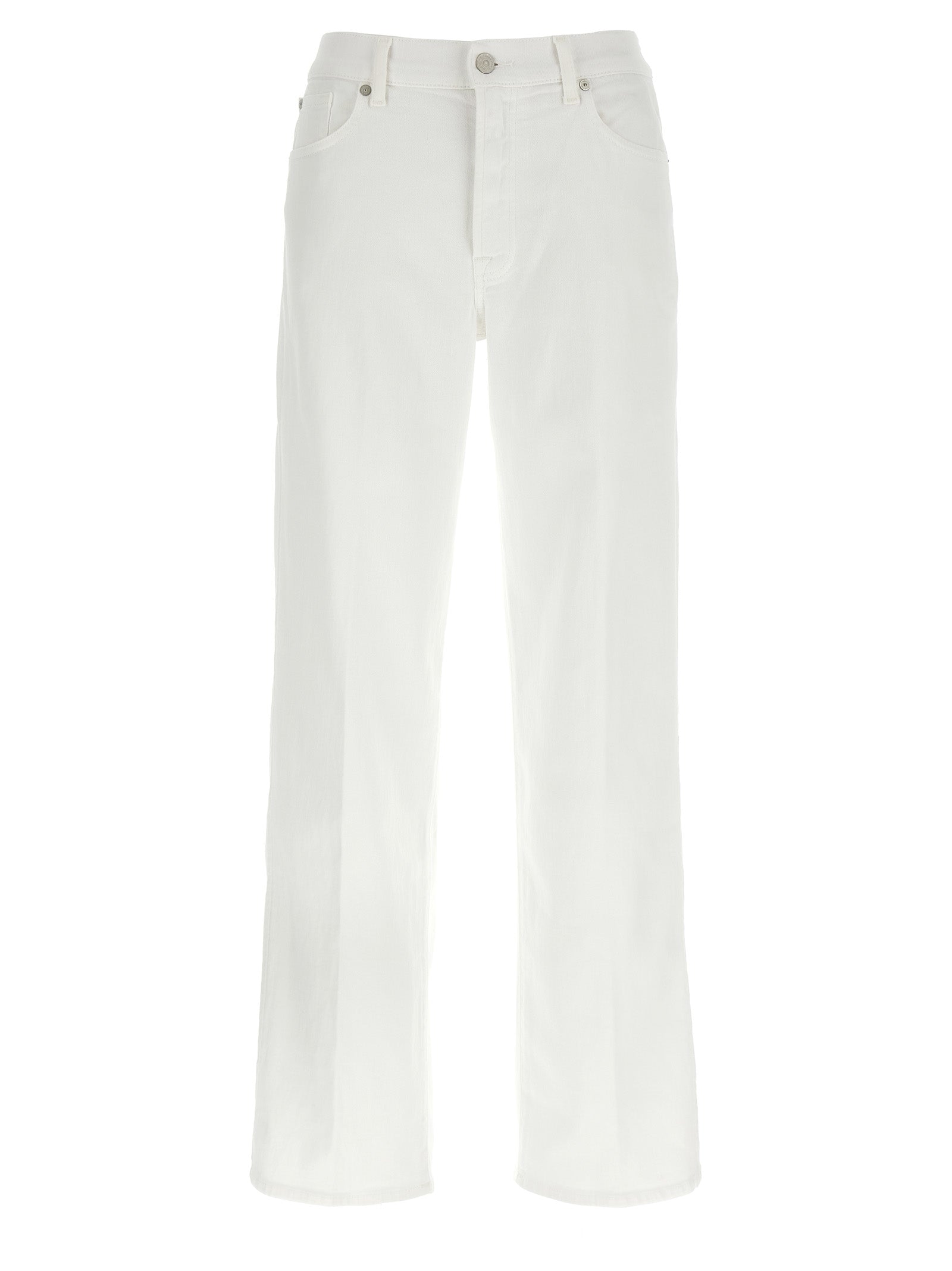 7 For All Mankind White Cotton Straight-Leg Jeans