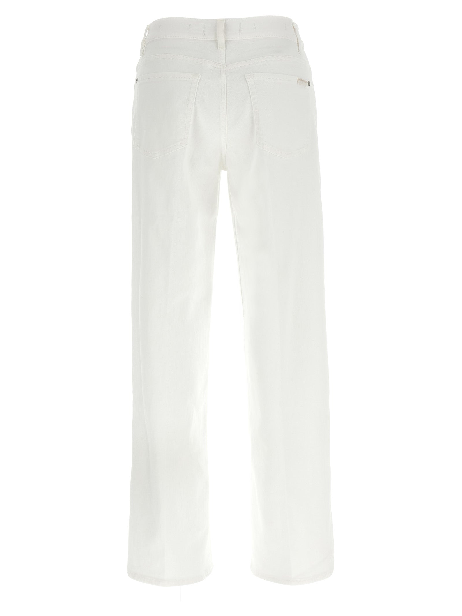 7 For All Mankind White Cotton Straight-Leg Jeans