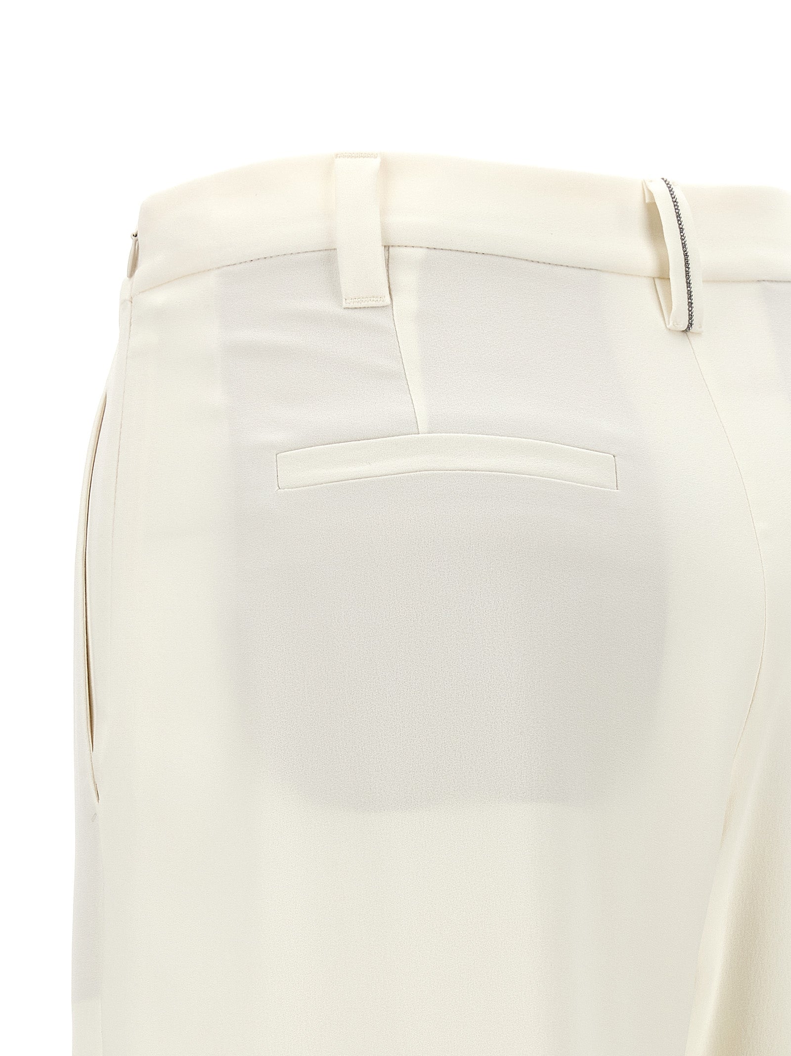 Brunello Cucinelli White Silk Casual Pants