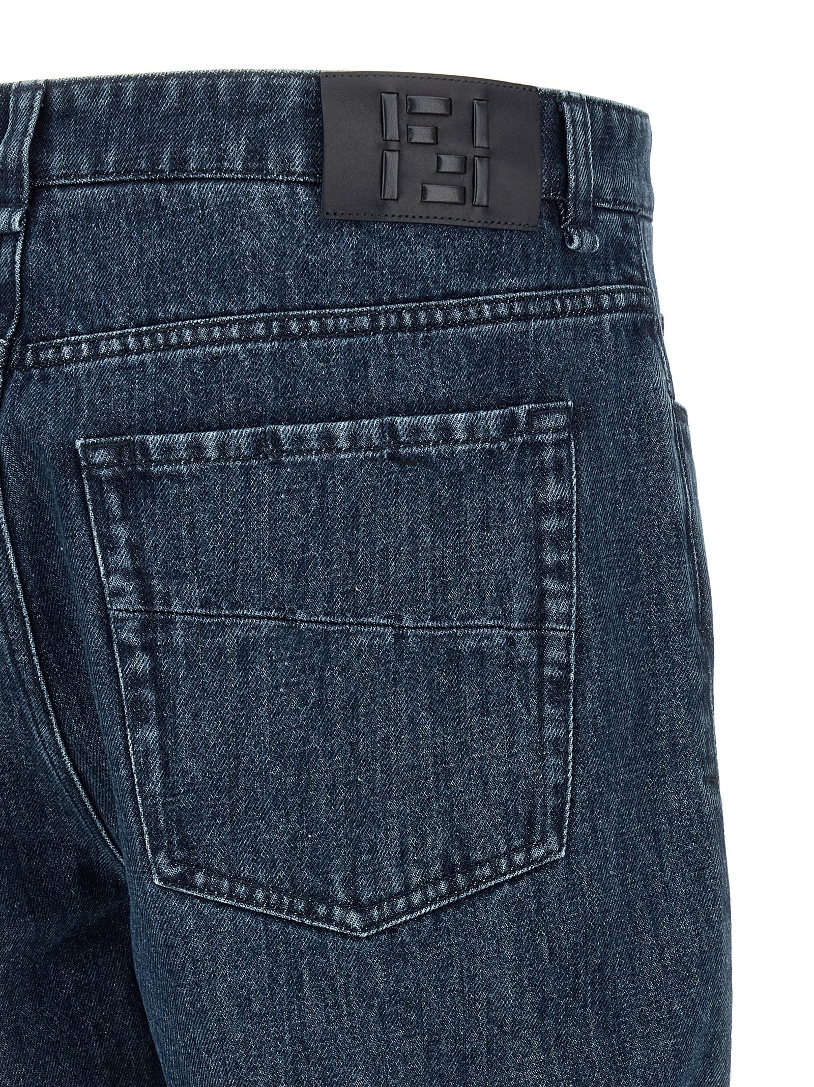 Fendi Blue Cotton Flared Jeans