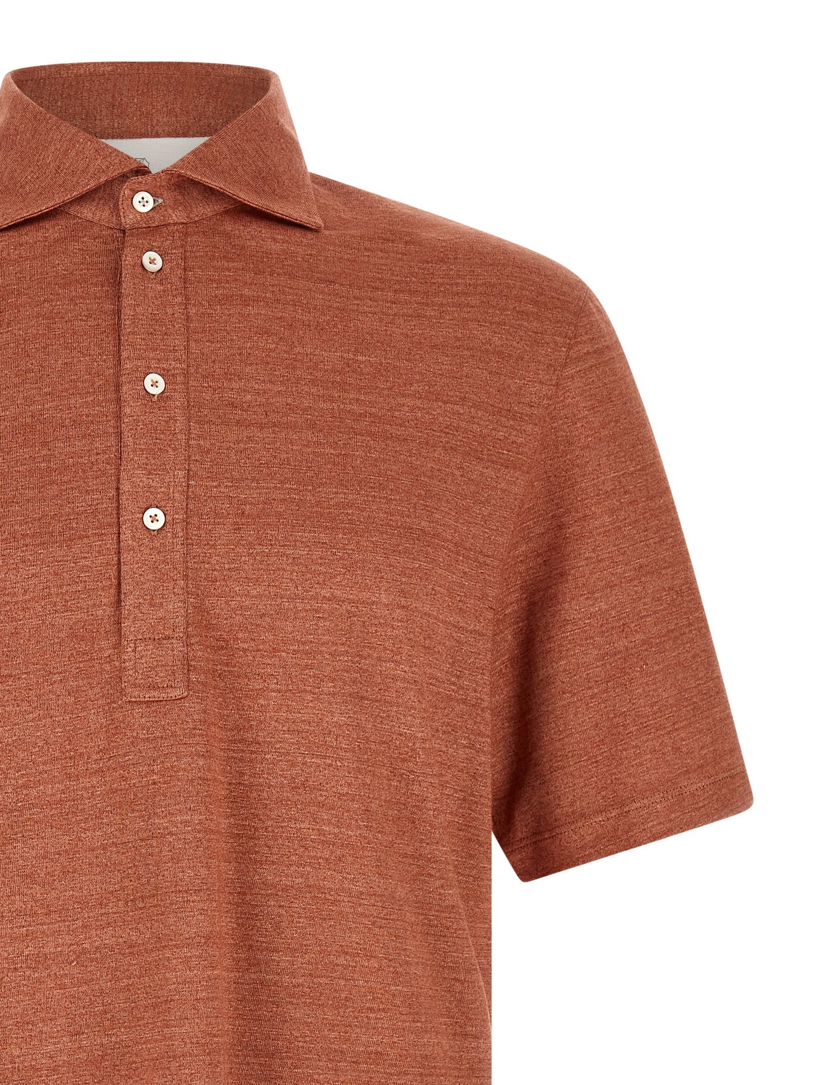 Brunello Cucinelli Orange Linen Polo Shirt