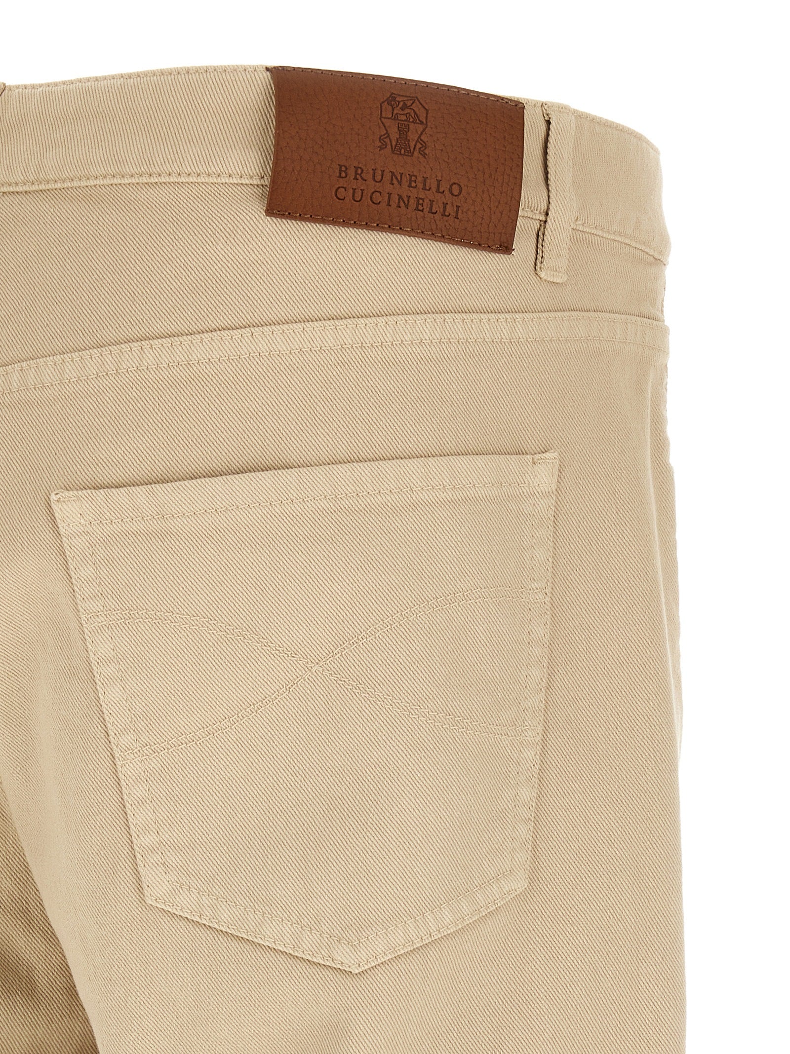 Brunello Cucinelli Beige Cotton Tapered Jeans