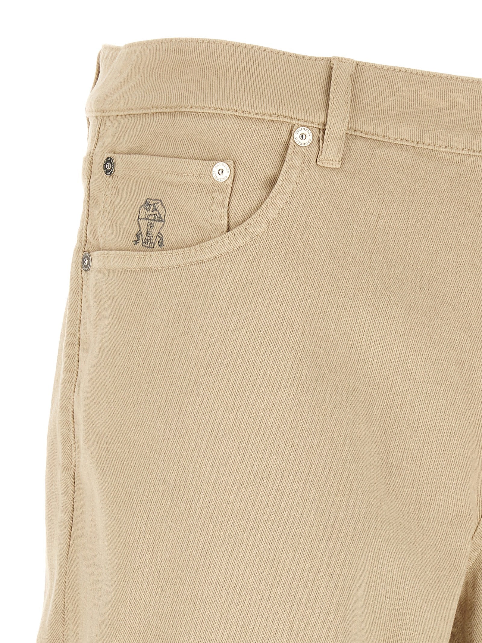 Brunello Cucinelli Beige Cotton Tapered Jeans