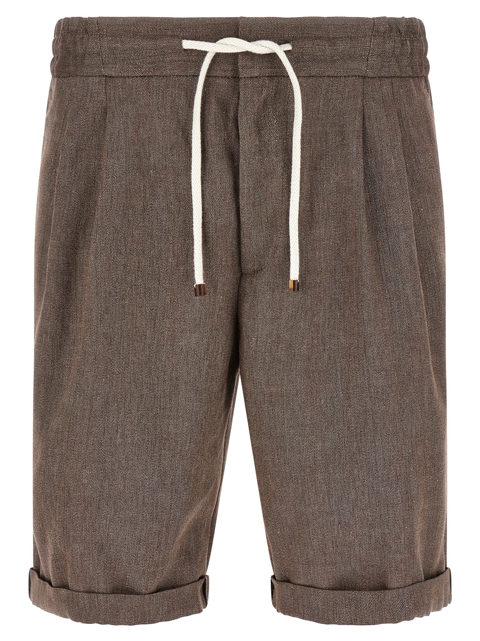 Brunello Cucinelli Brown Linen Bermuda Shorts