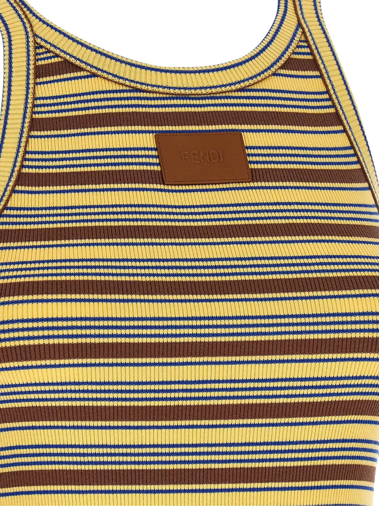 Fendi Multicolor Cotton Sleeveles T-Shirt