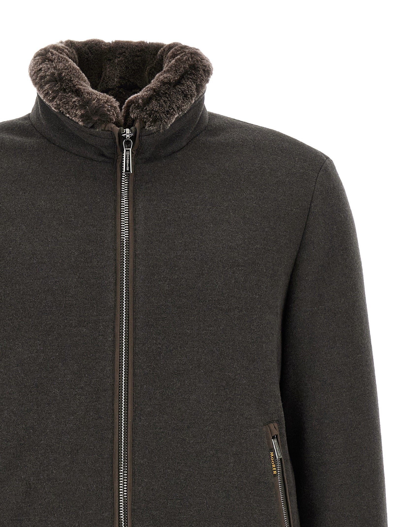 MooRER Brown Wool Bomber