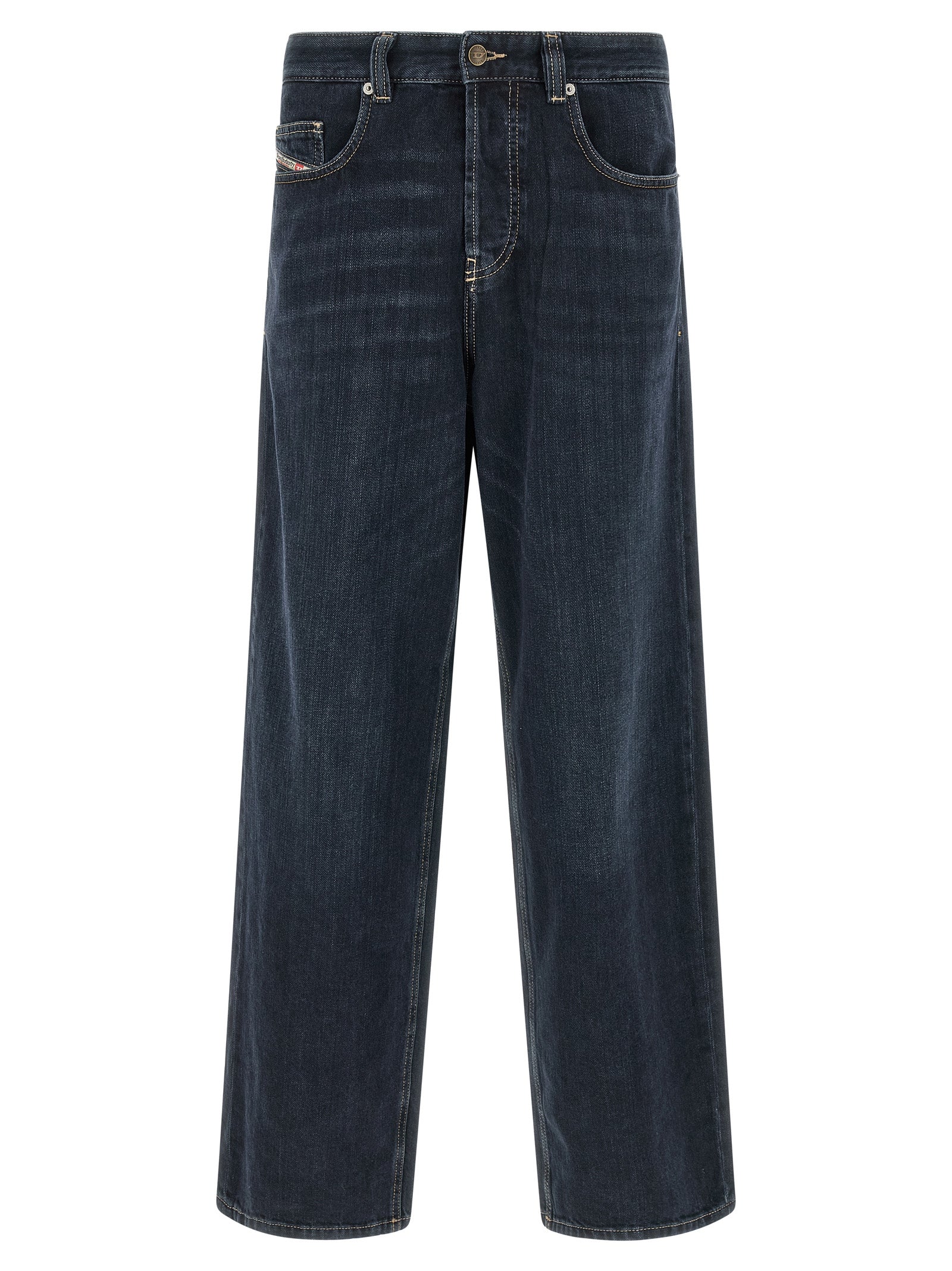 Diesel Blue Cotton Relaxed Fit Jeans
