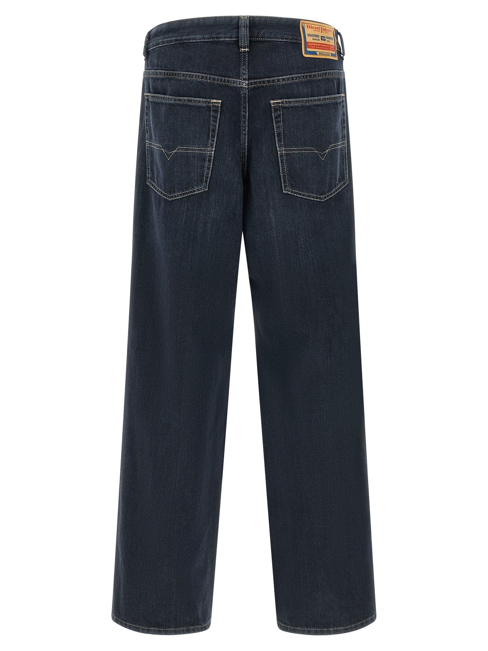 Diesel Blue Cotton Relaxed Fit Jeans