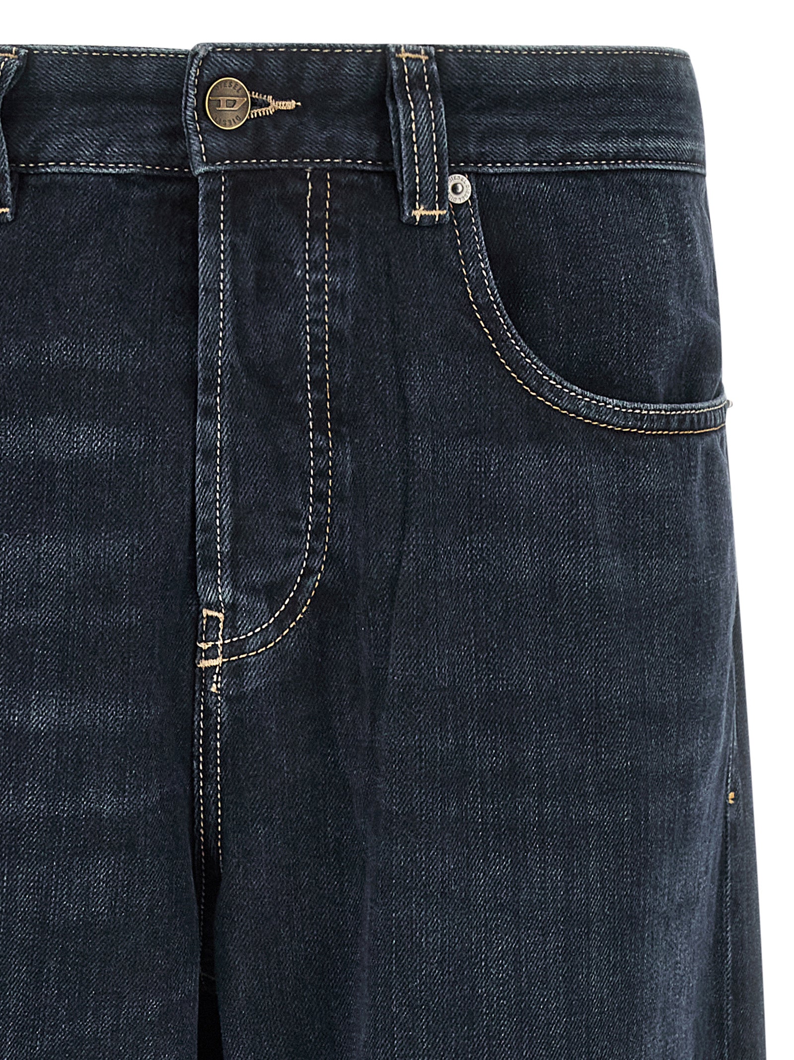 Diesel Blue Cotton Relaxed Fit Jeans