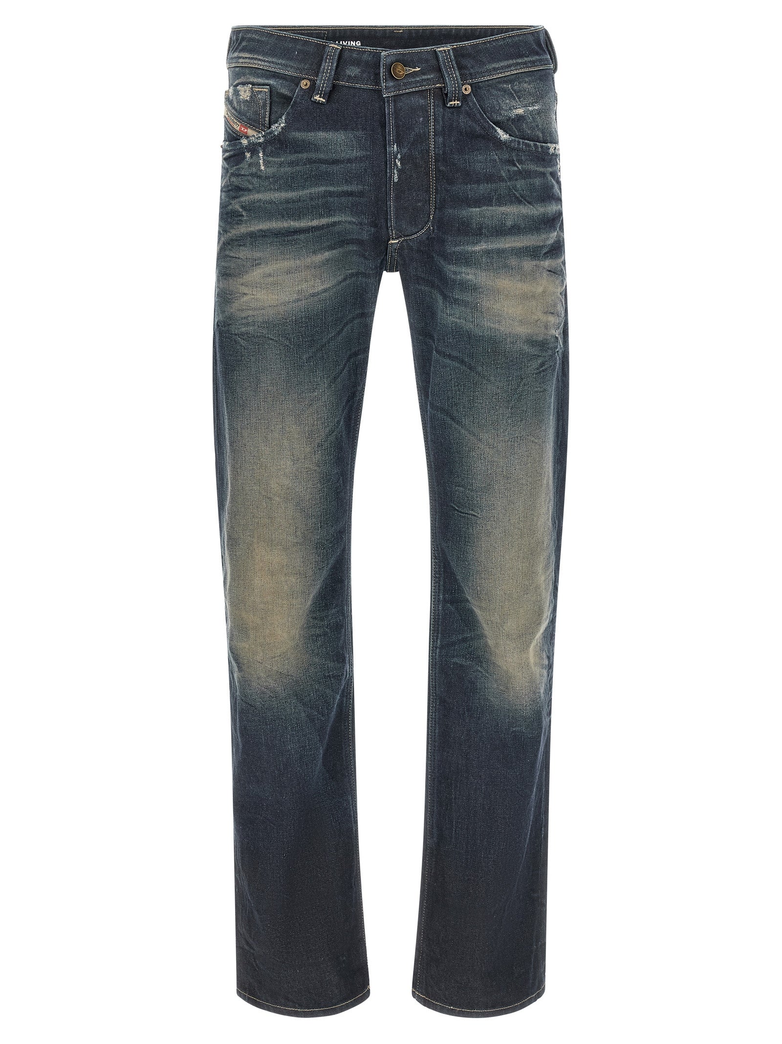 Diesel Blue Cotton Straight-Leg Jeans