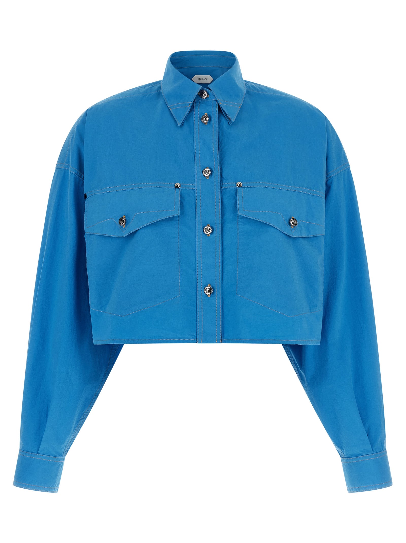 Versace Blue Cotton Blouse