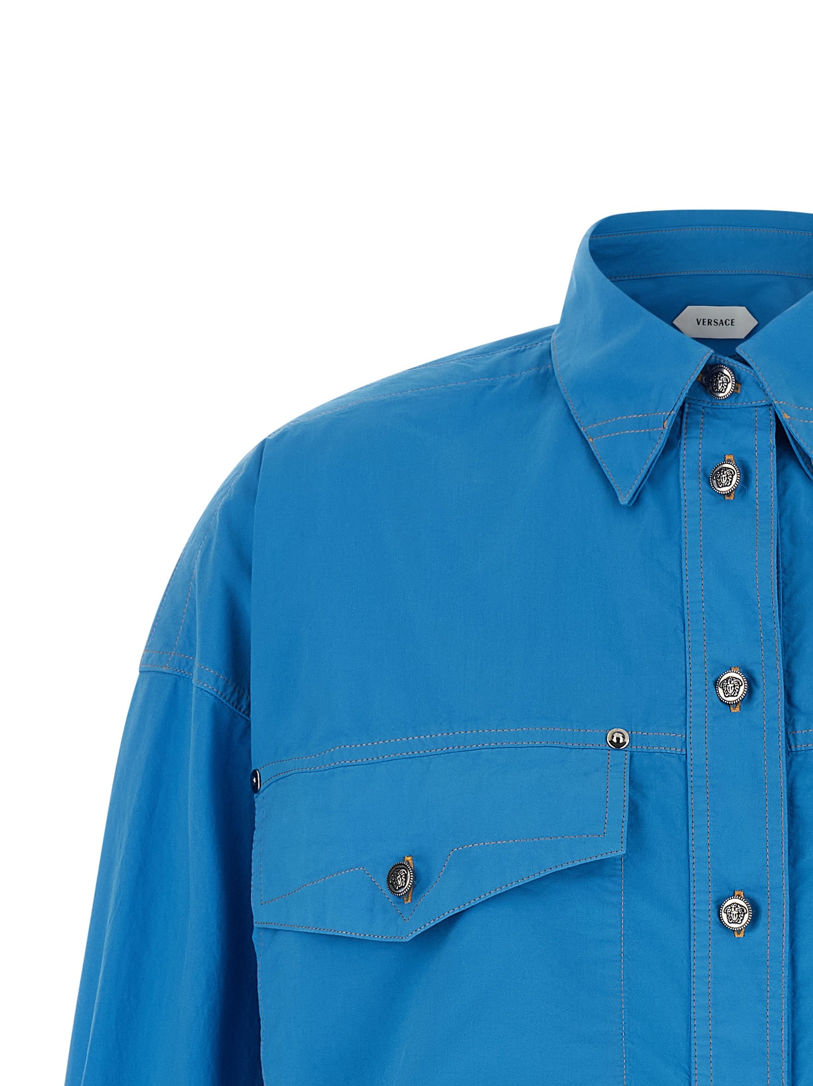 Versace Blue Cotton Blouse