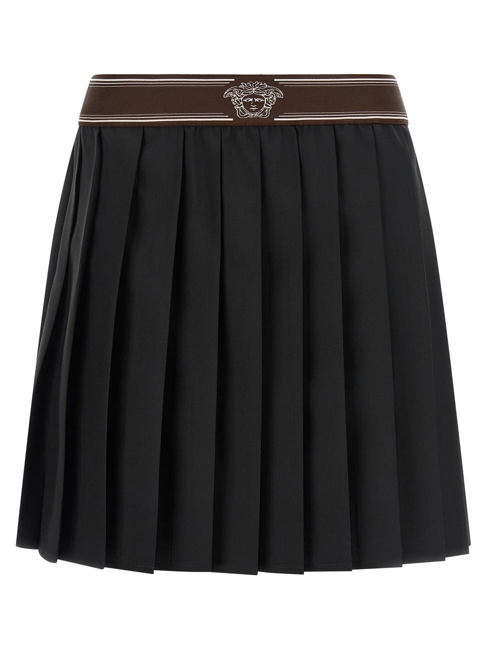 Versace Black Wool Long Skirt