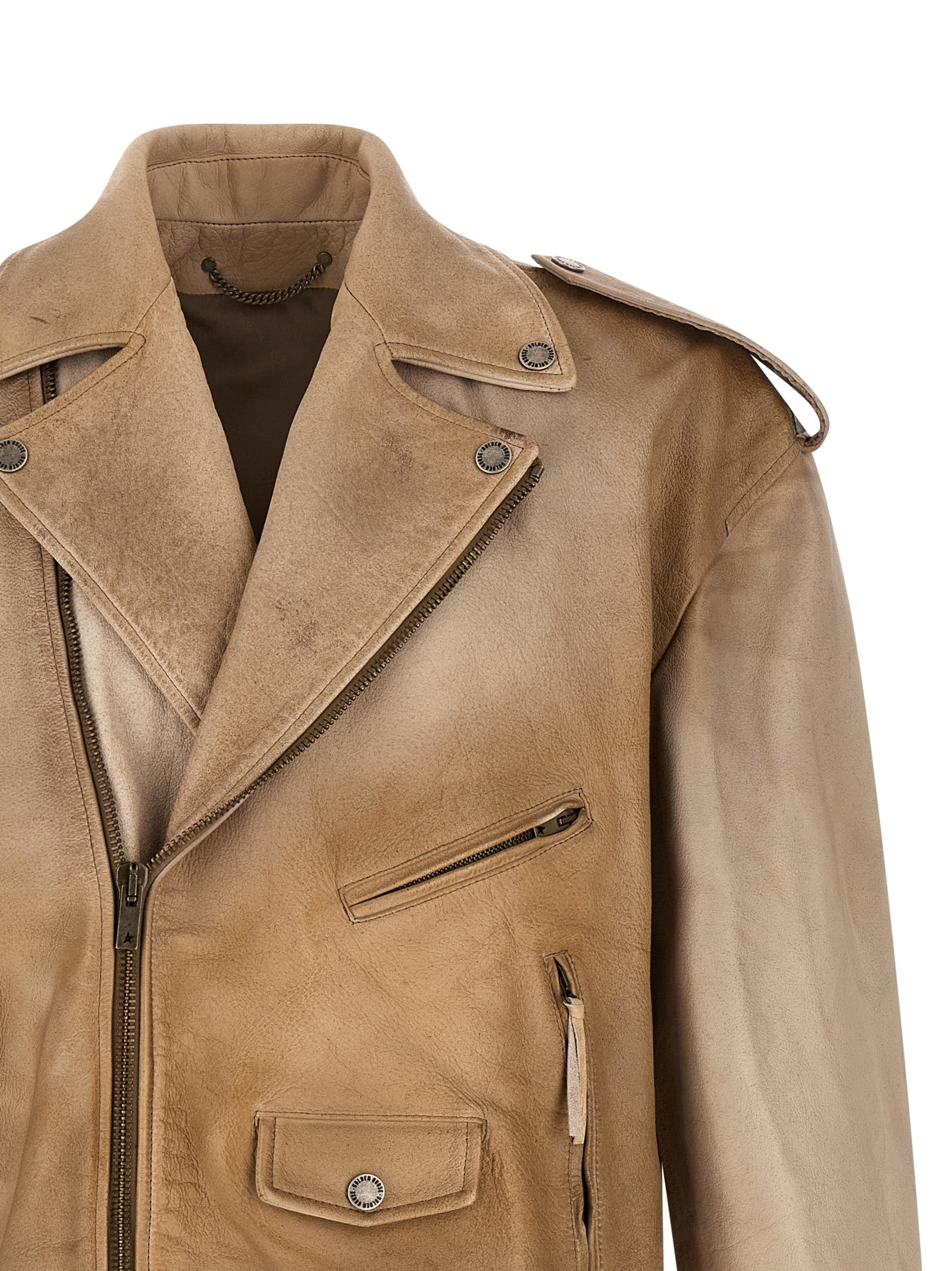 Golden Goose Beige Buffalo Leather Leather Jacket