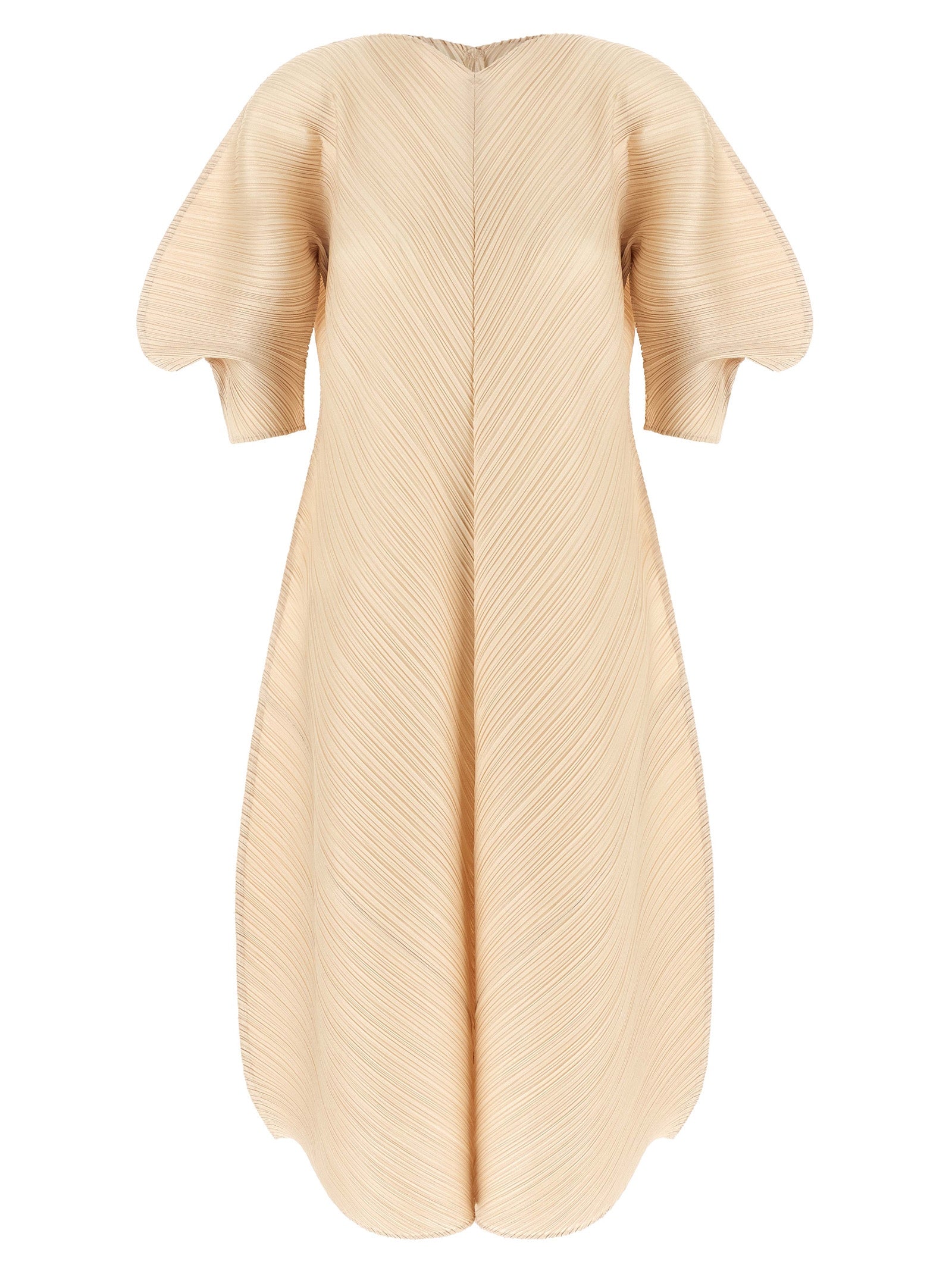 PLEATS PLEASE ISSEY MIYAKE Beige Polyester Midi Dress