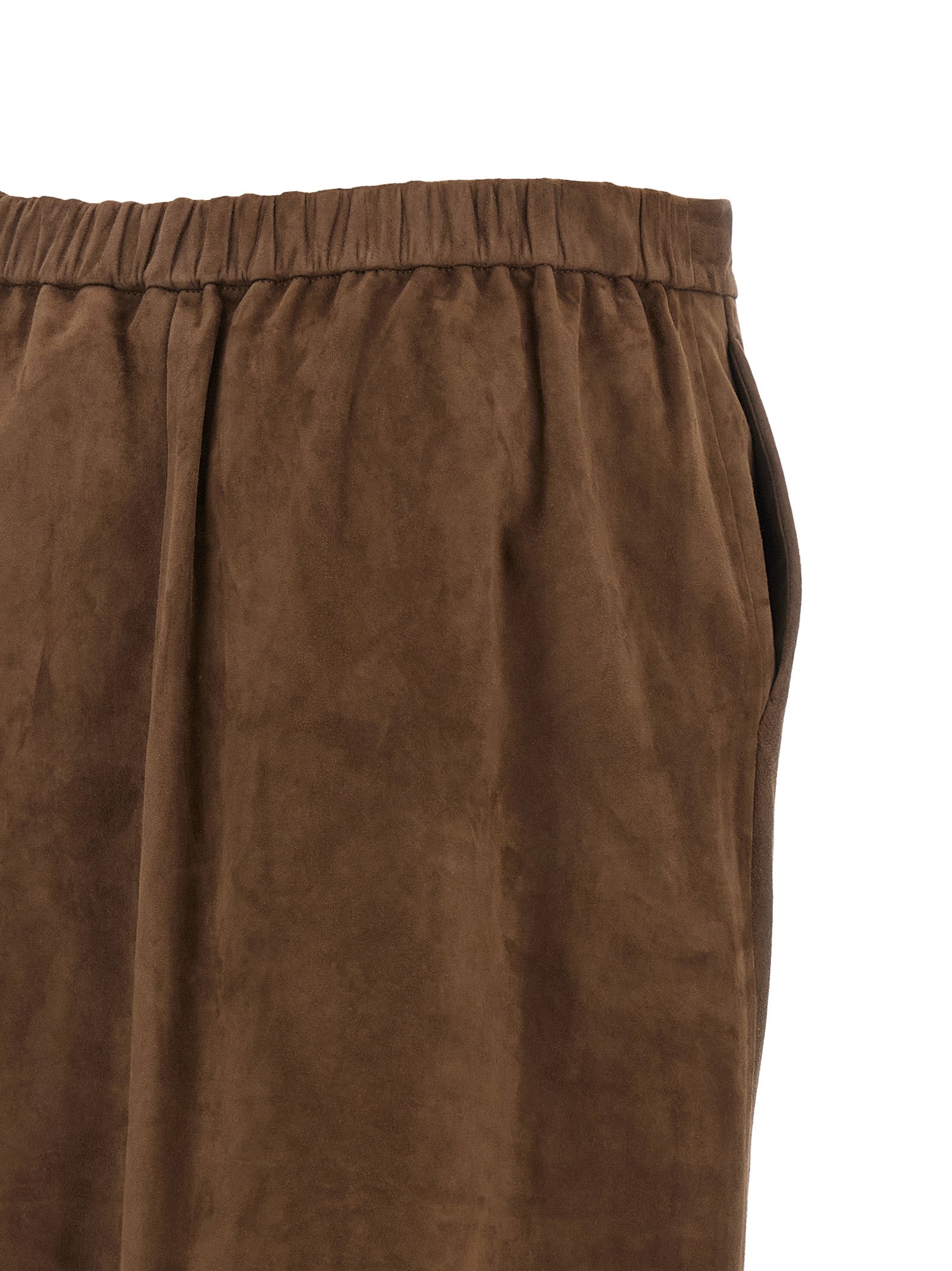 'S Max Mara Gold Lamb Leather Midi Skirt