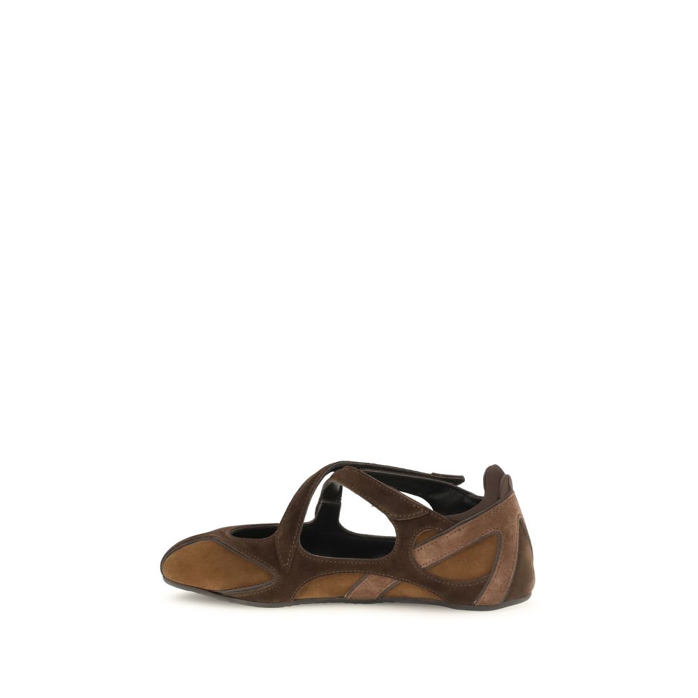 The Attico Brown Calf Leather Bos Taurus Ballet Flats