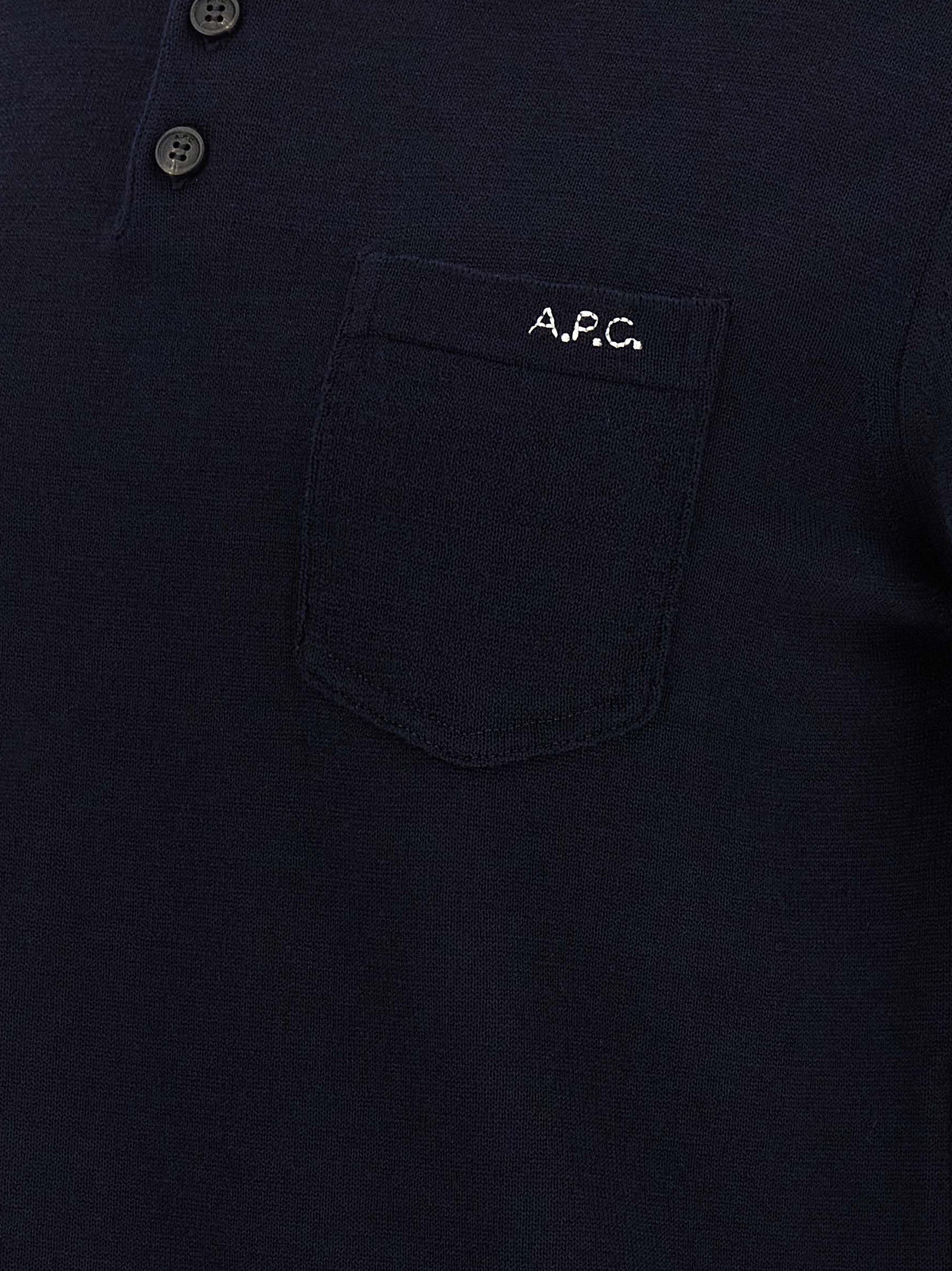 A.P.C. Blue Virgin Wool Polo Shirt
