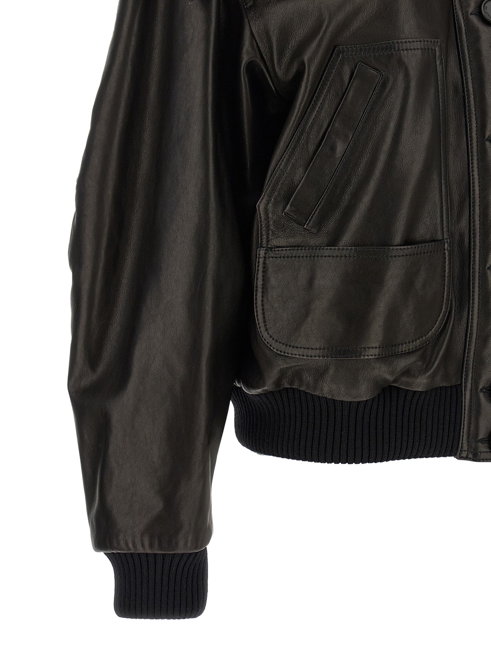 The Attico Black Lamb Leather Leather Jacket