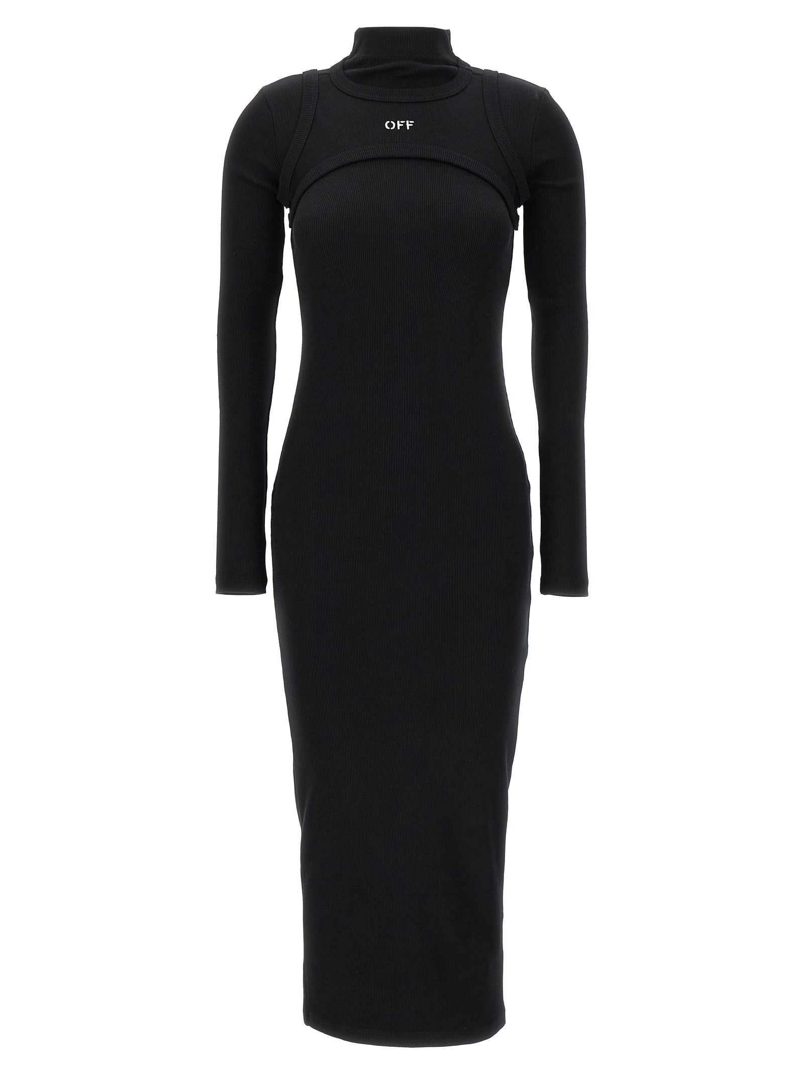 Off-White Black Cotton Midi Dress
