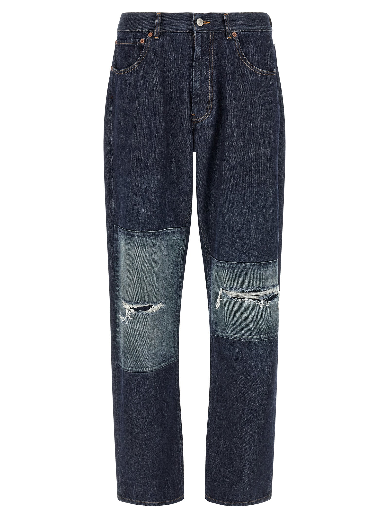 MM6 Maison Margiela Blue Cotton Straight-Leg Jeans