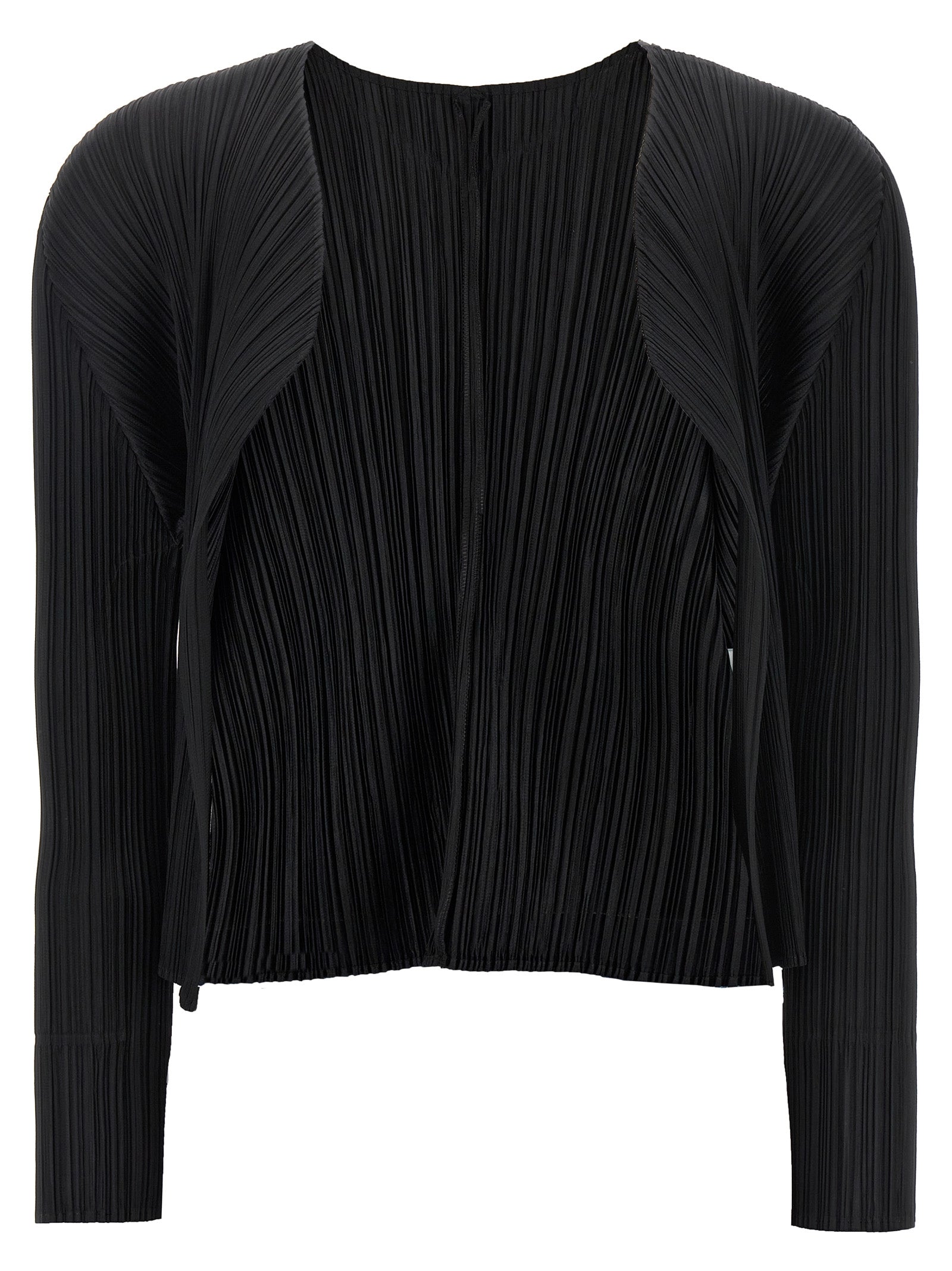 PLEATS PLEASE ISSEY MIYAKE Black Polyester Cardigan
