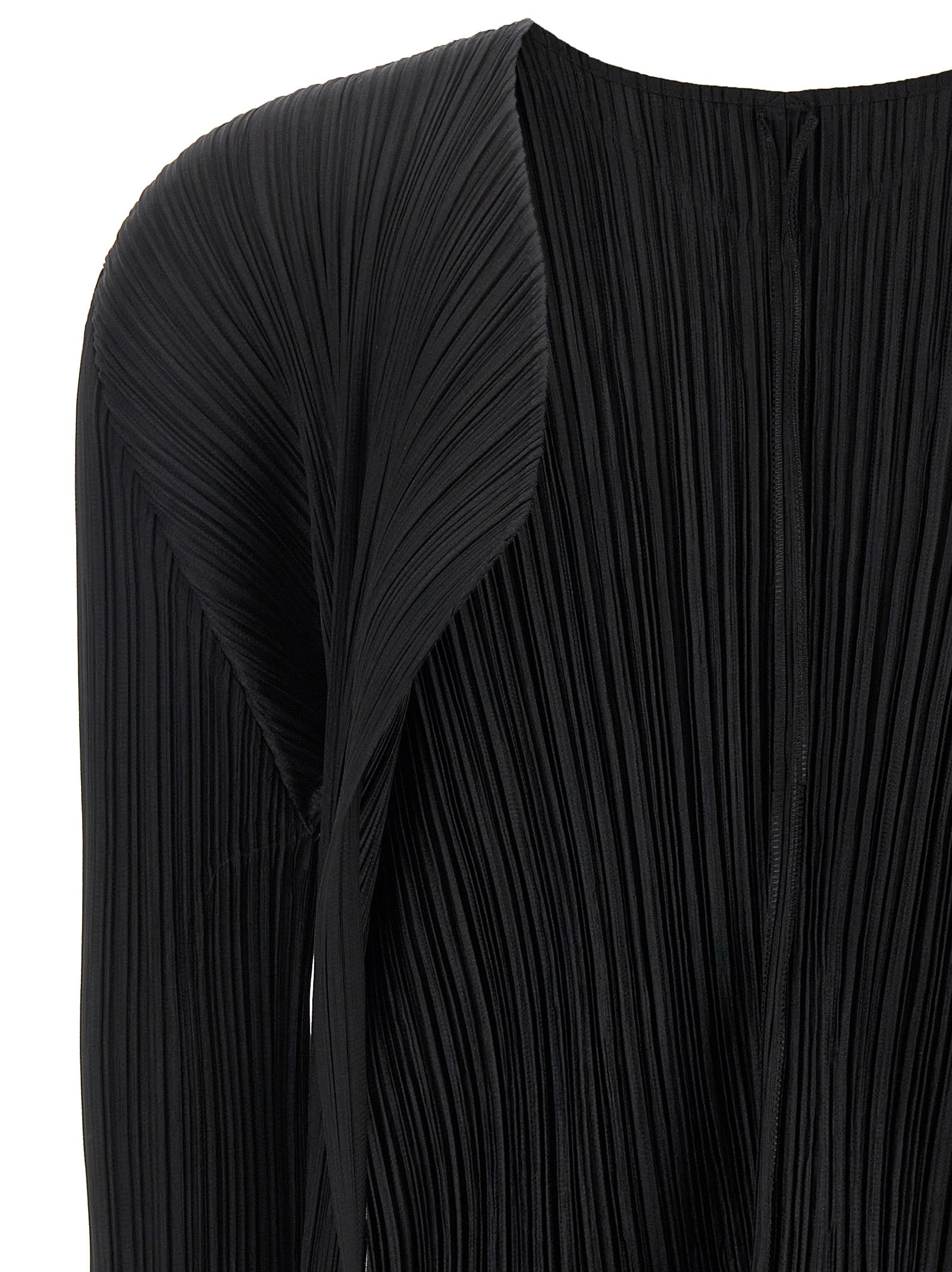 PLEATS PLEASE ISSEY MIYAKE Black Polyester Cardigan