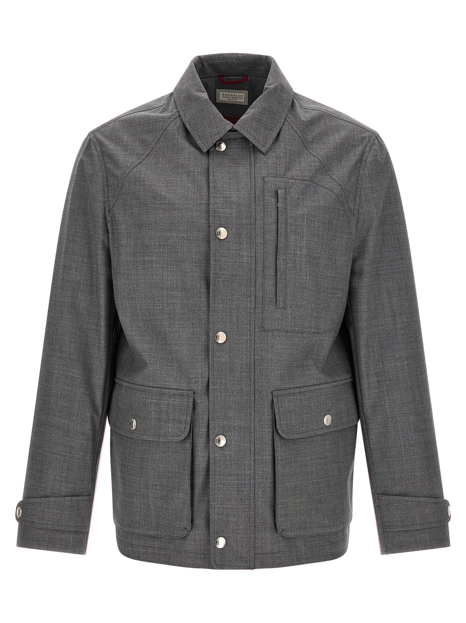 Brunello Cucinelli Gray Virgin Wool Full-Length Jacket