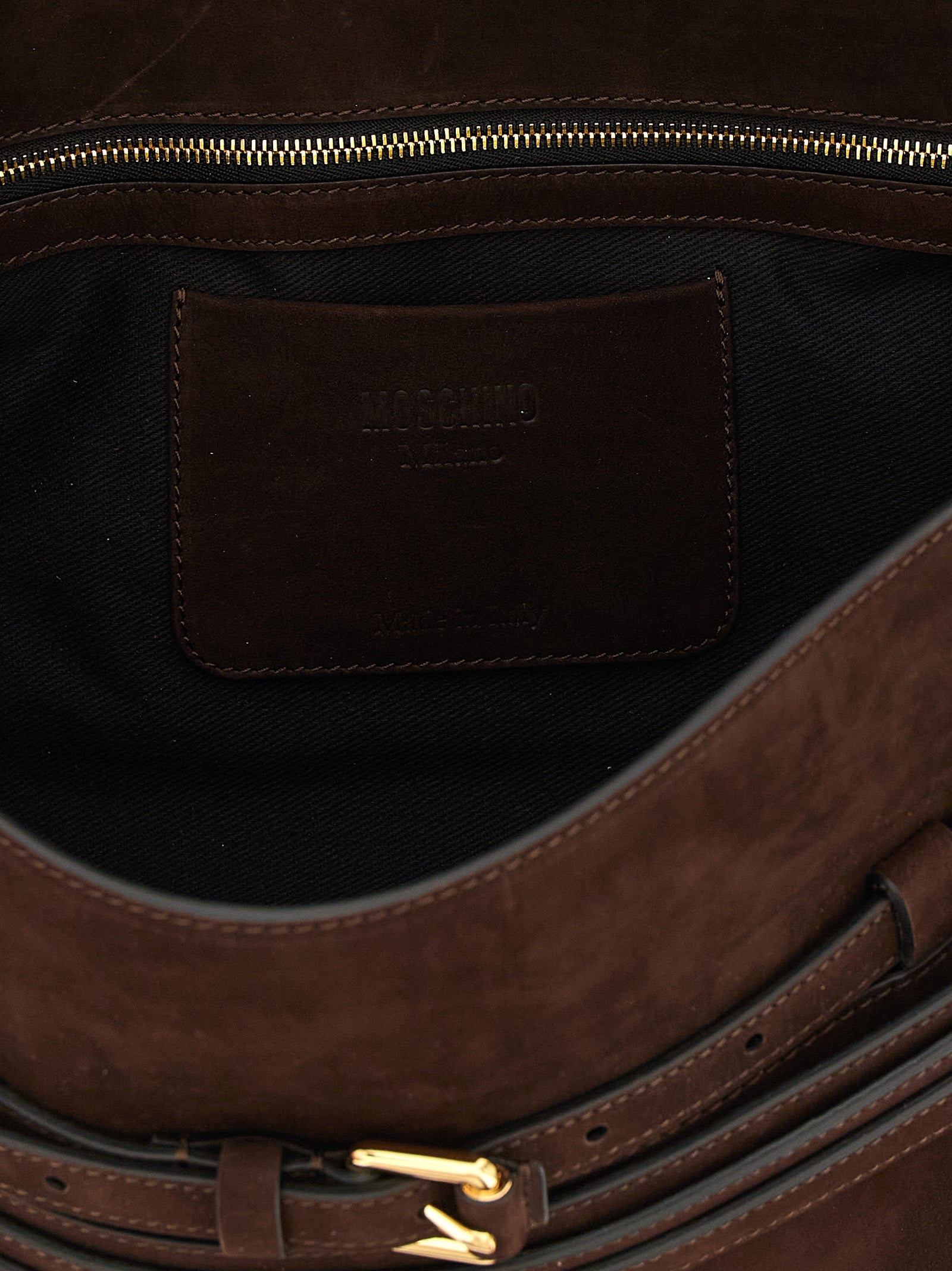 Moschino Brown Calfskin Shoulder Bag