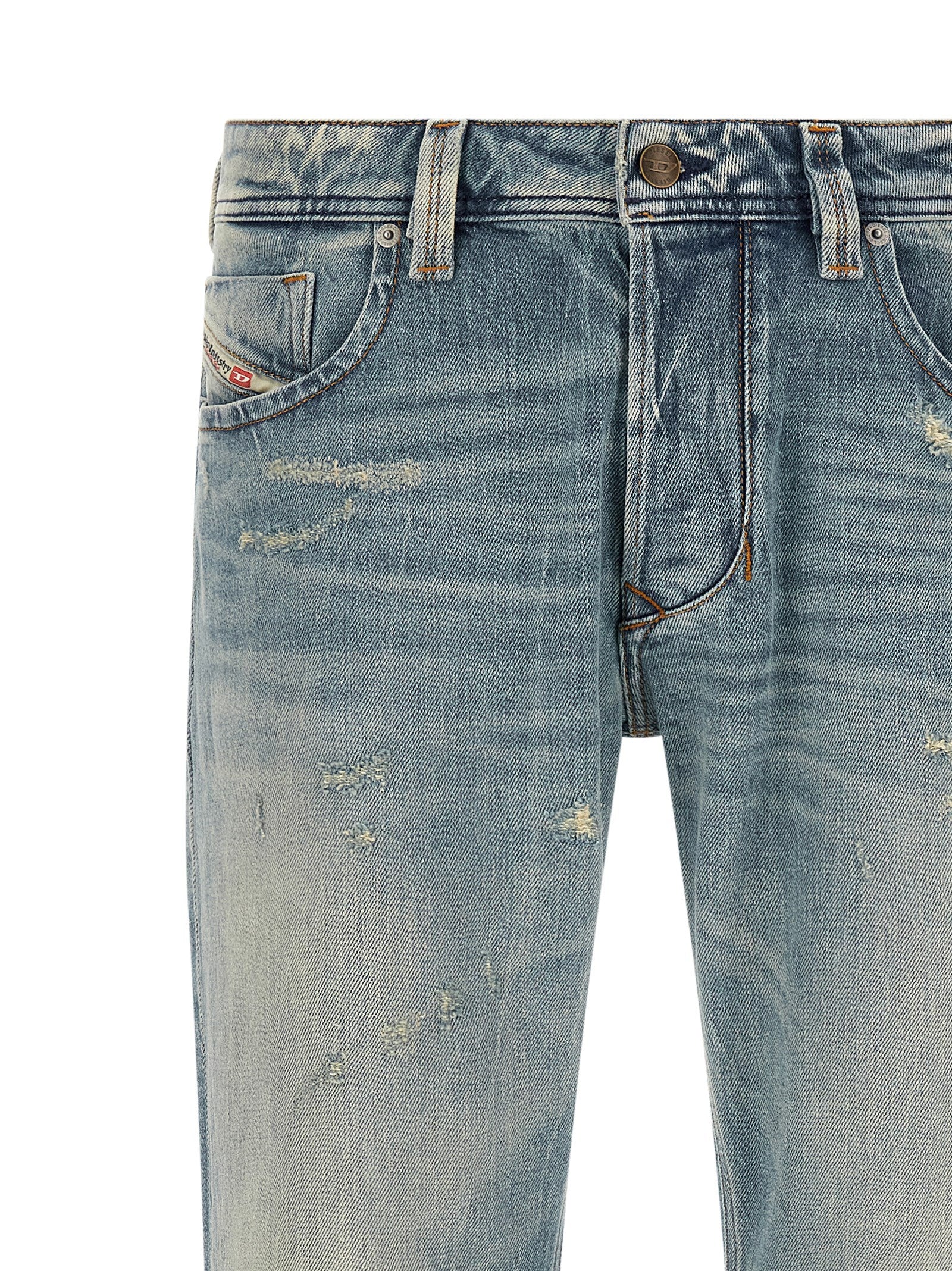 Diesel Blue Cotton Straight-Leg Jeans