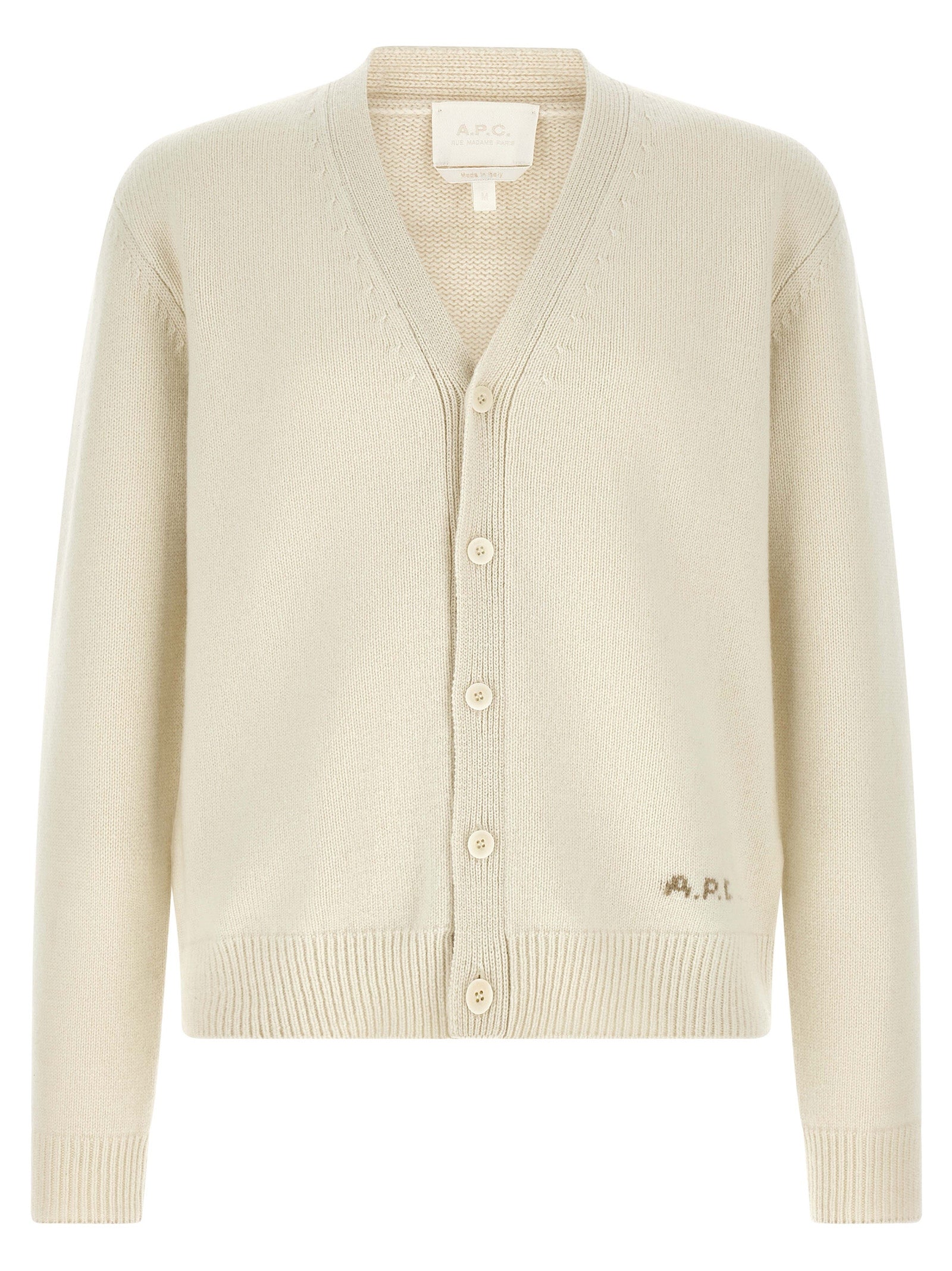 A.P.C. White Wool Cardigan