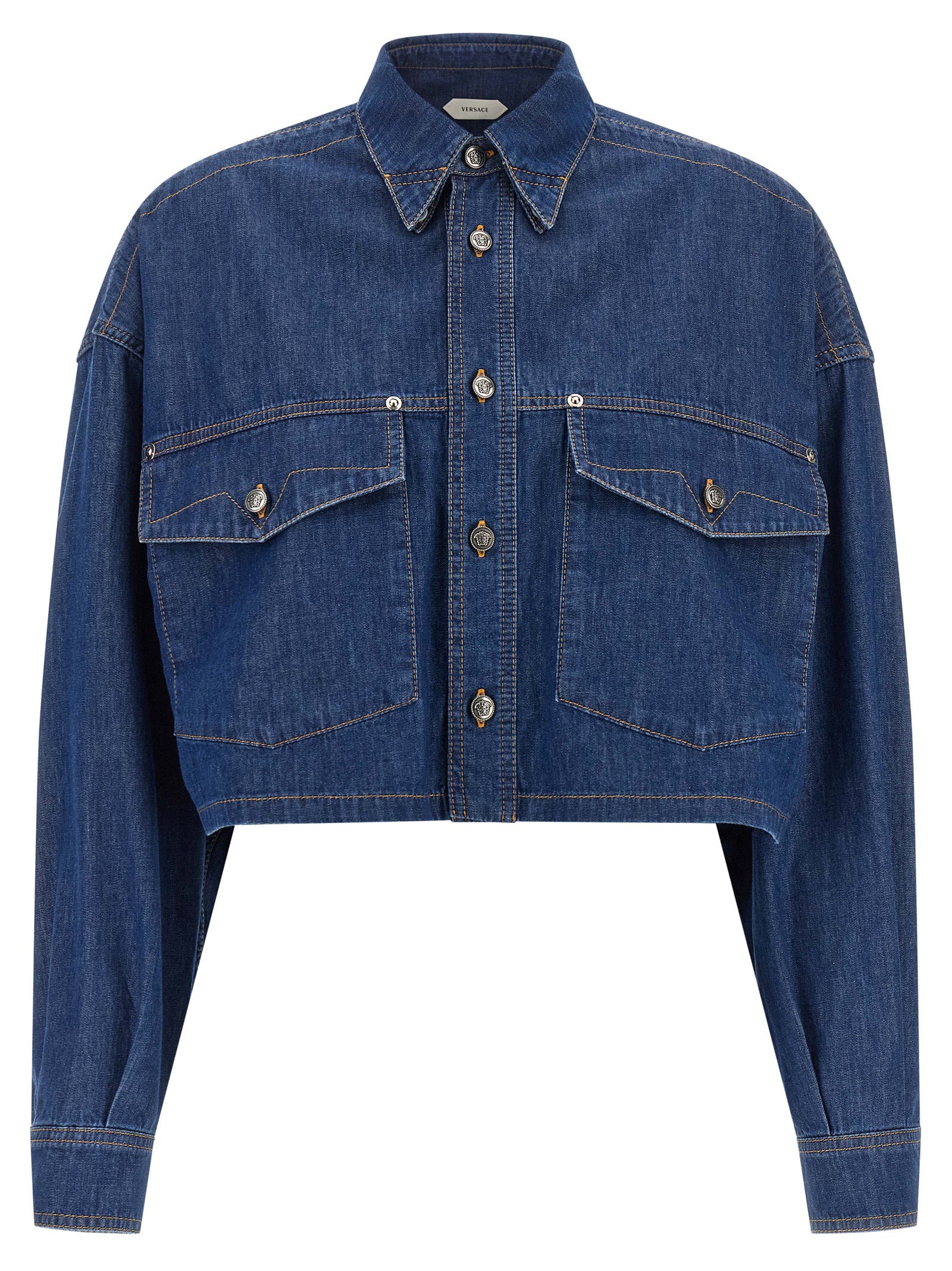 Versace Blue Cotton Blouse
