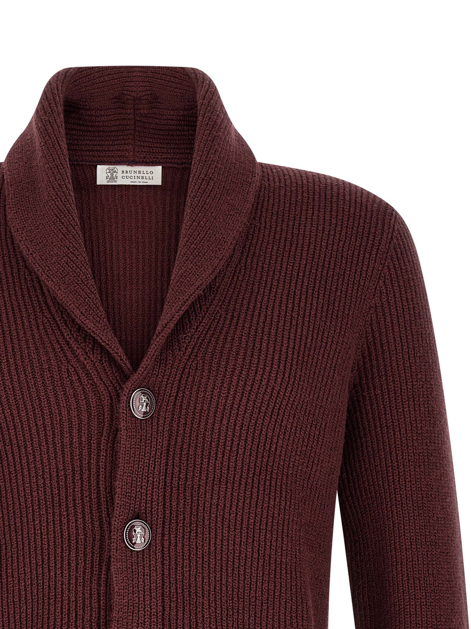 Brunello Cucinelli Bordeaux Cotton Cardigan