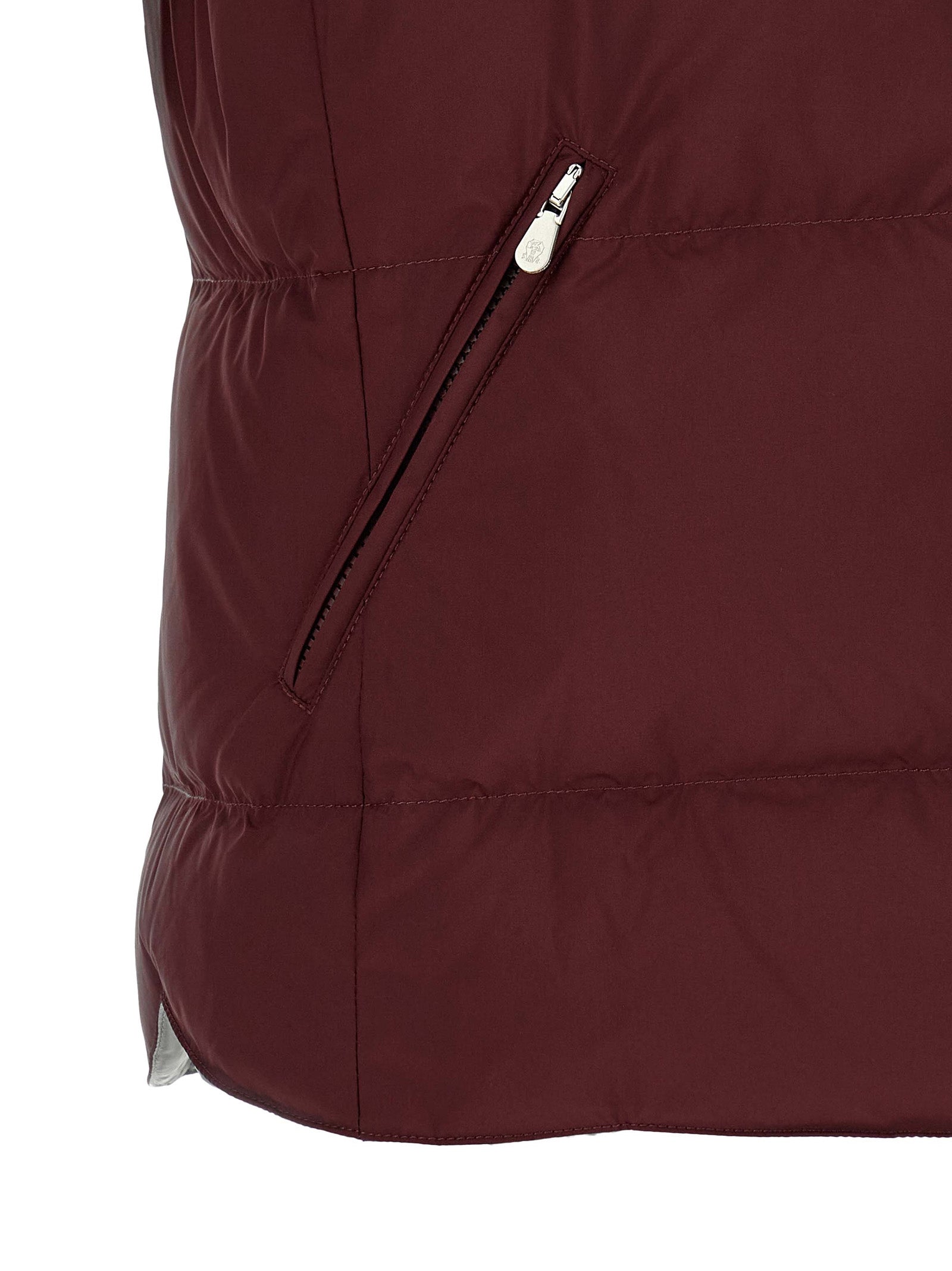 Brunello Cucinelli Bordeaux Polyester Sleeveless Jacket