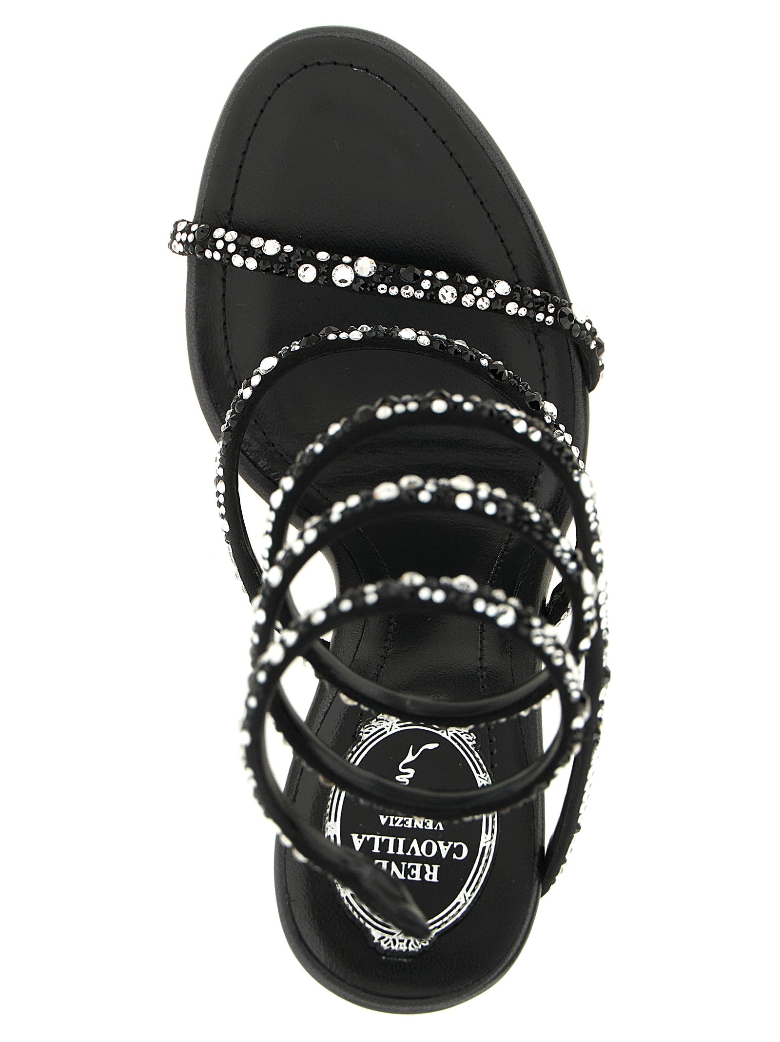 RENE CAOVILLA Bicolor Viscose Stiletto Heel Sandals