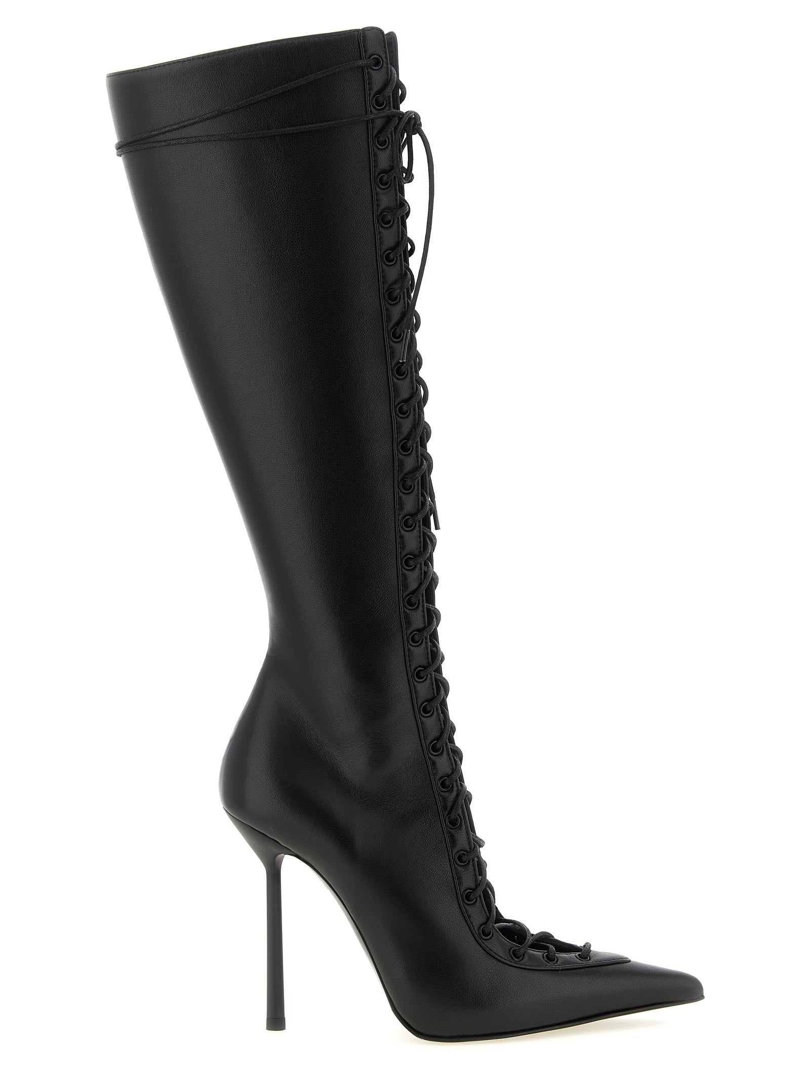 LE SILLA Black Lamb Leather Over The Knee
