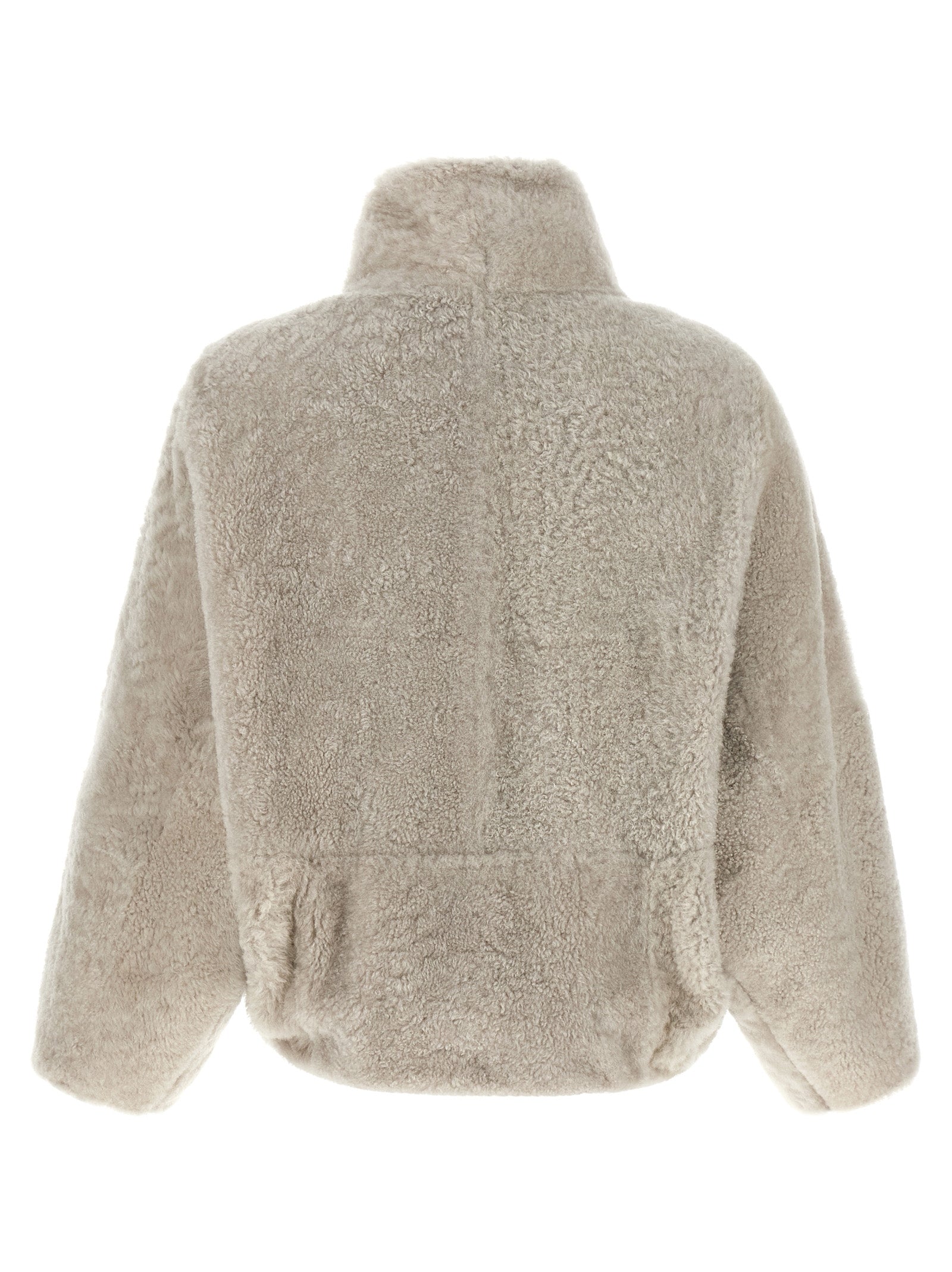 Brunello Cucinelli Beige Lamb Leather Full-Length Jacket