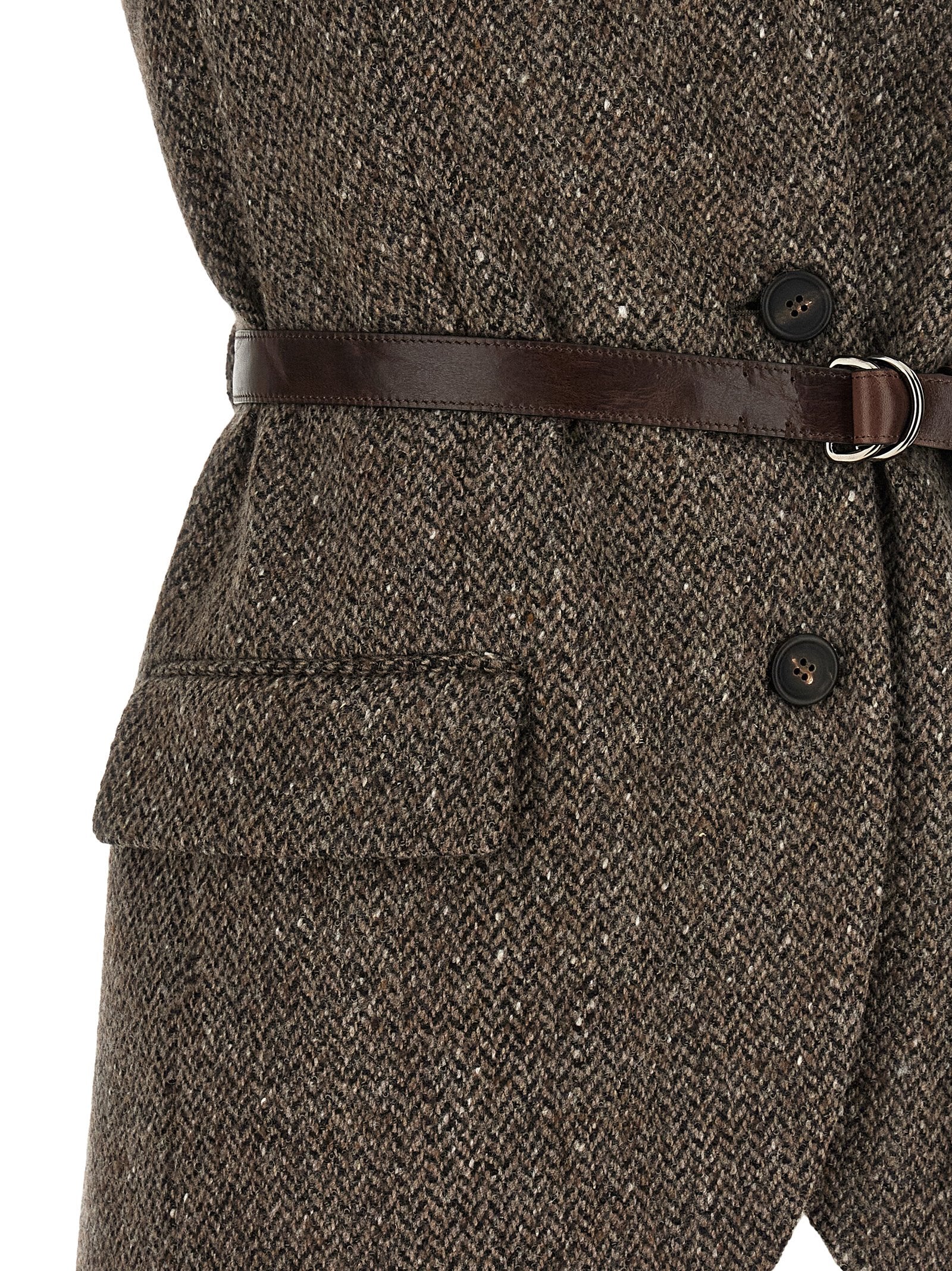 Brunello Cucinelli Brown Virgin Wool Sleeveless Jacket