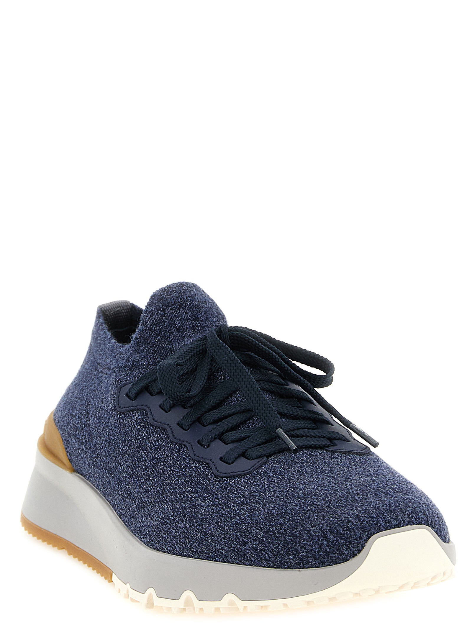 Brunello Cucinelli Blue Wool Athletic Sneakers