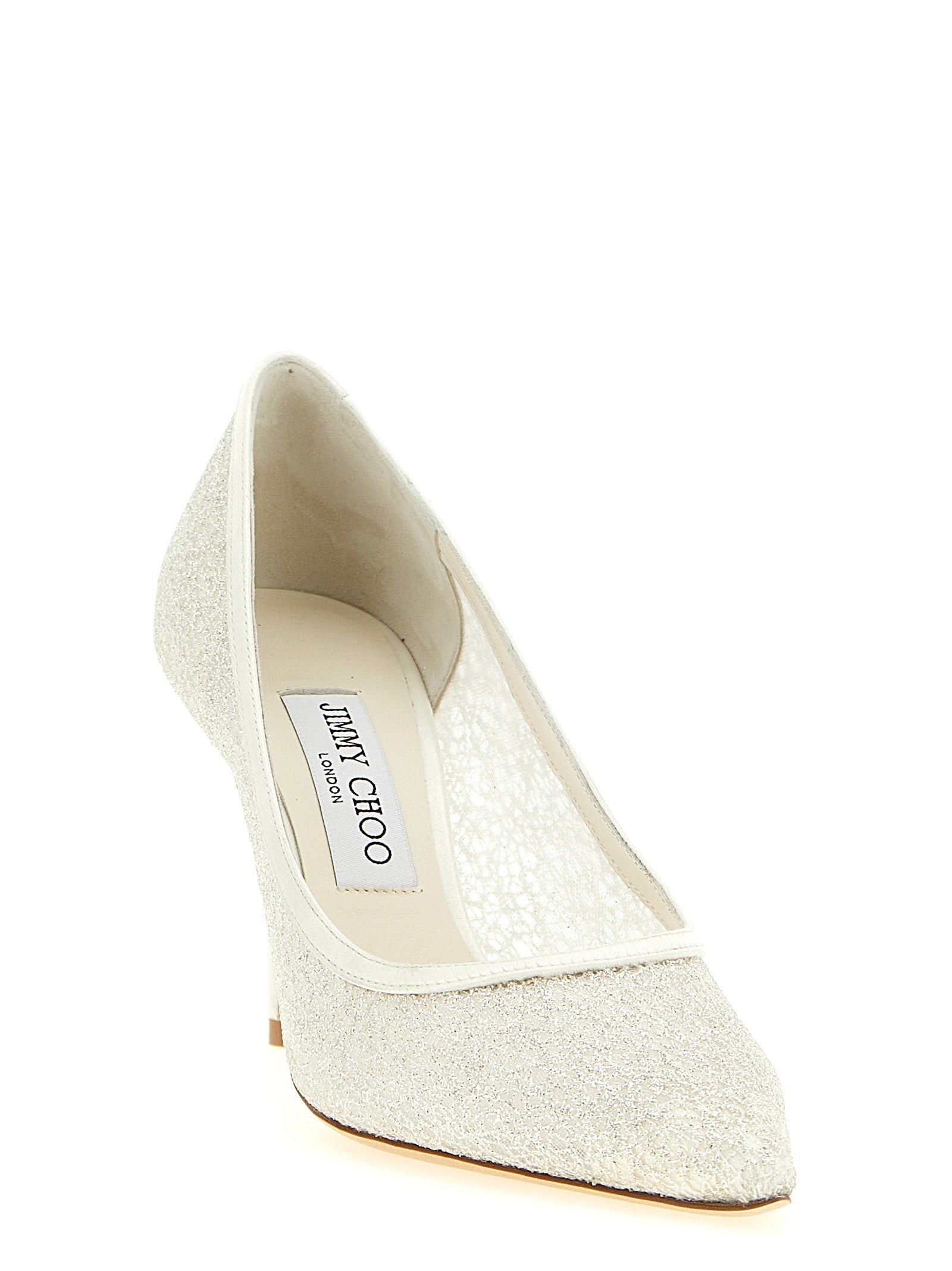 Jimmy Choo White Tencel High Heel Pumps