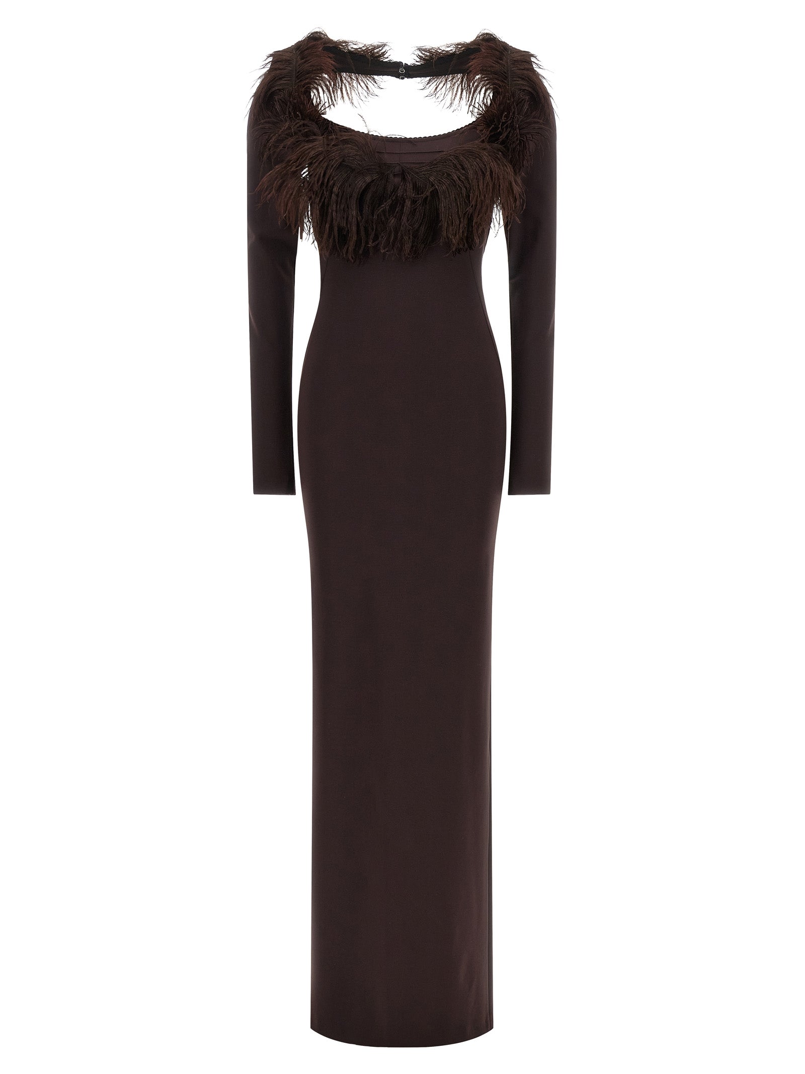 The Attico Brown Viscose Long Dress