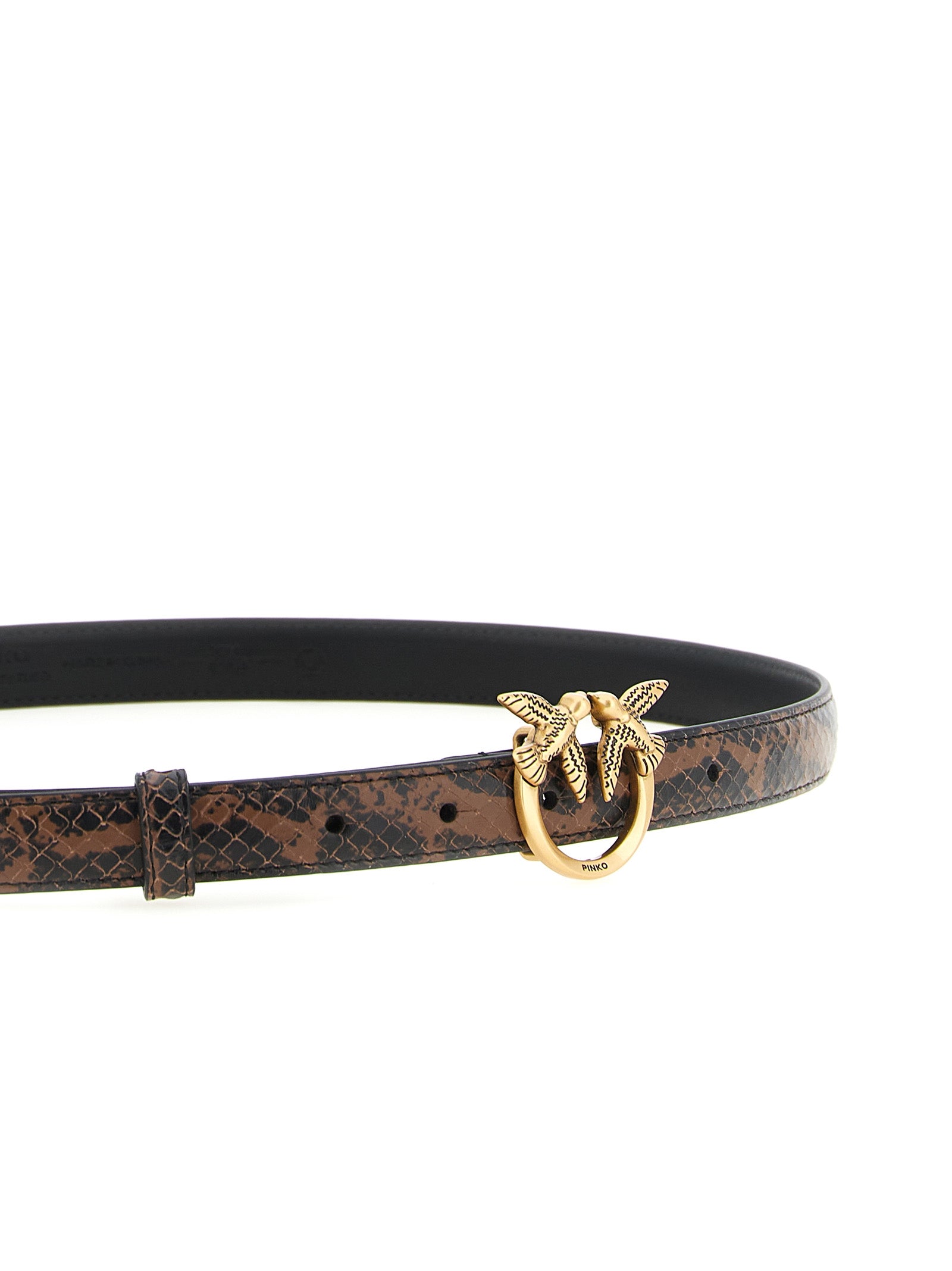 PINKO Brown Calfskin Thin Belt
