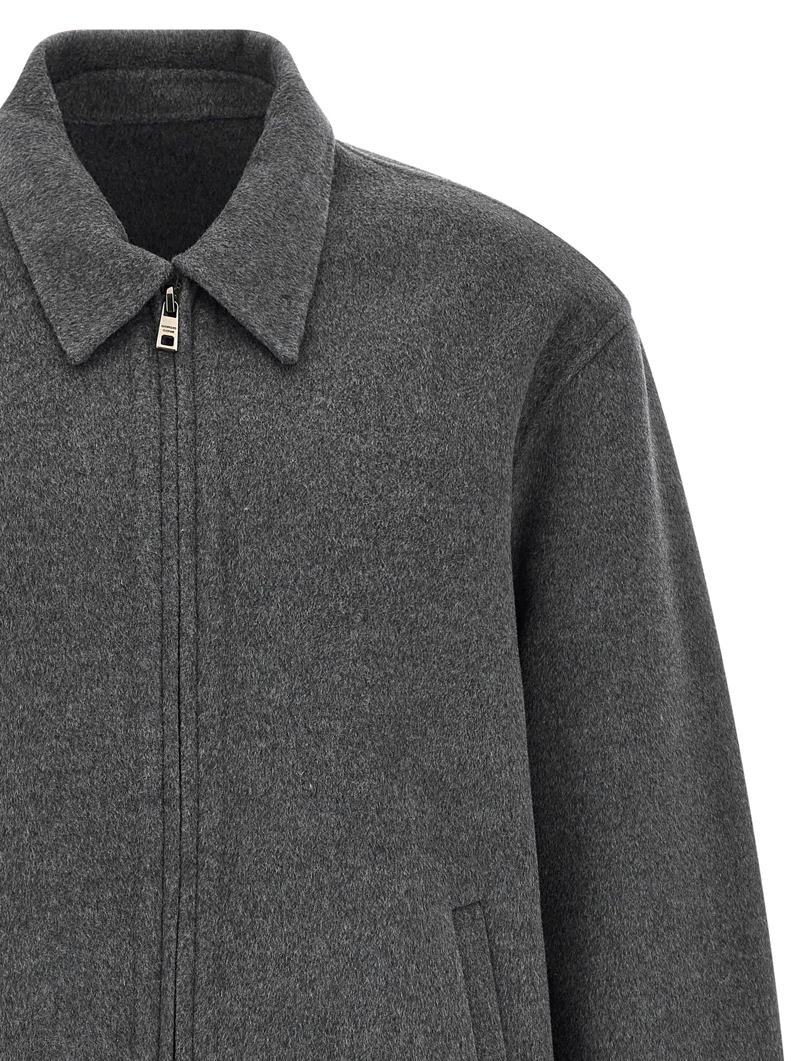 GIORGIO BRATO Gray Wool Full-Length Jacket