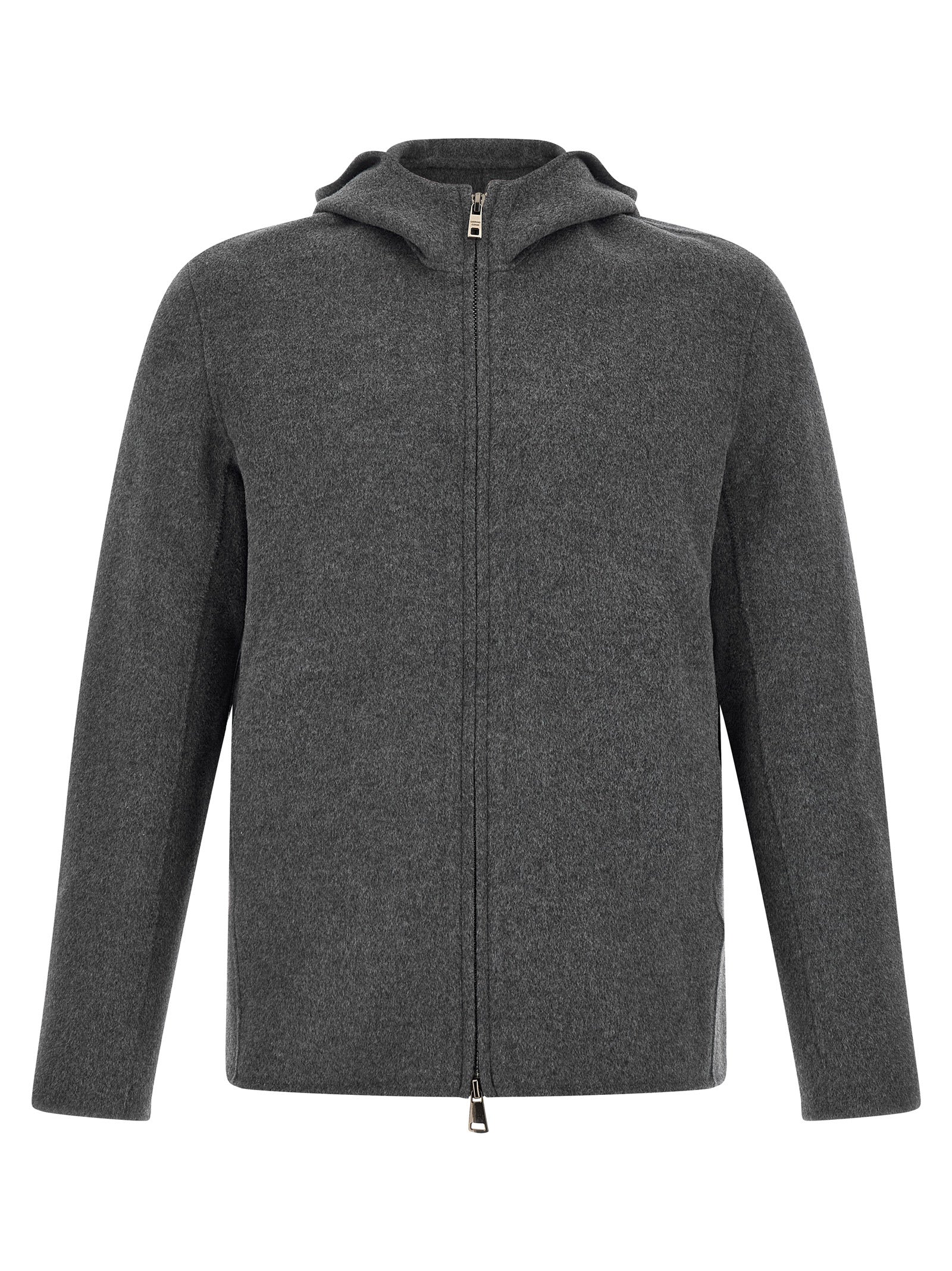 GIORGIO BRATO Gray Wool Full-Length Jacket