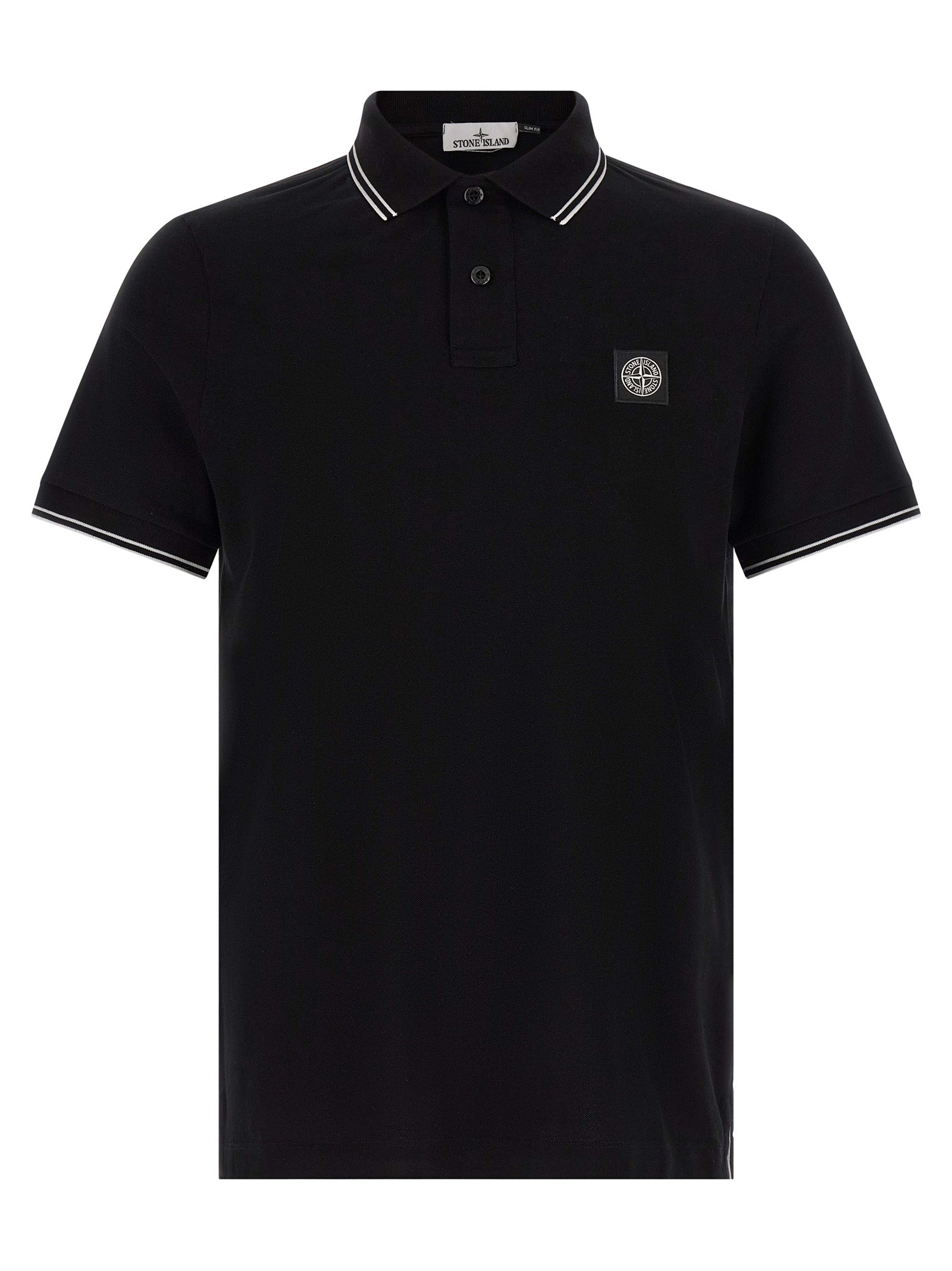 Stone Island Black Cotton Polo Shirt