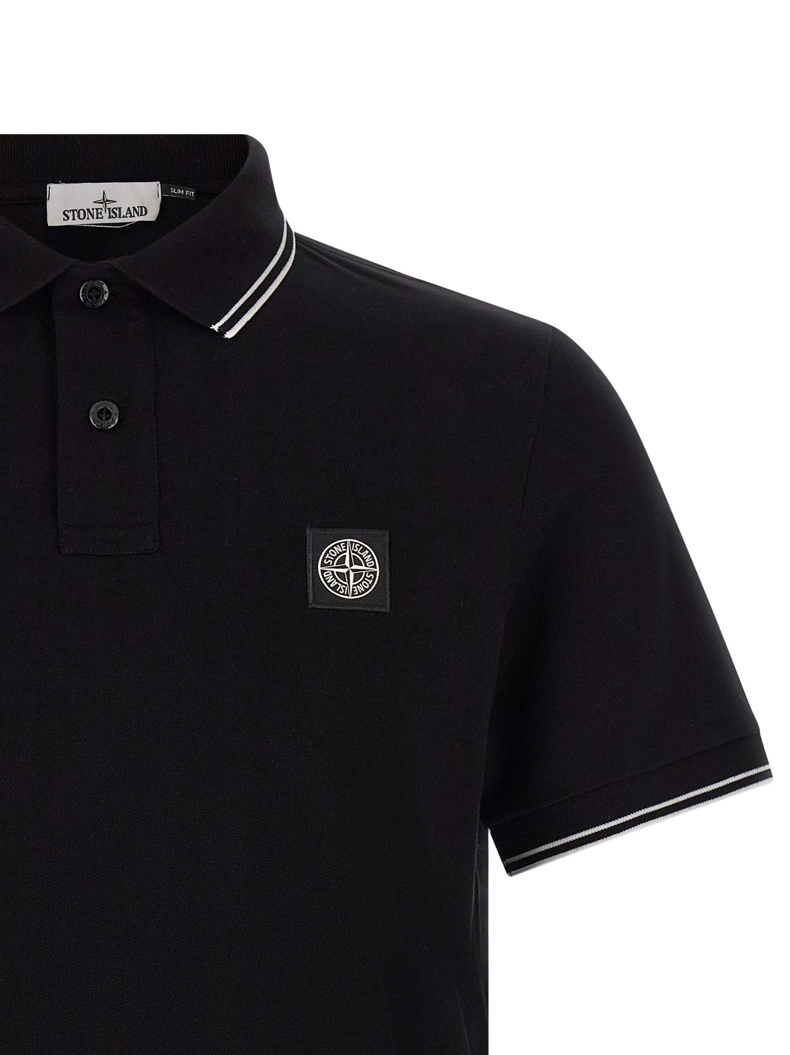 Stone Island Black Cotton Polo Shirt