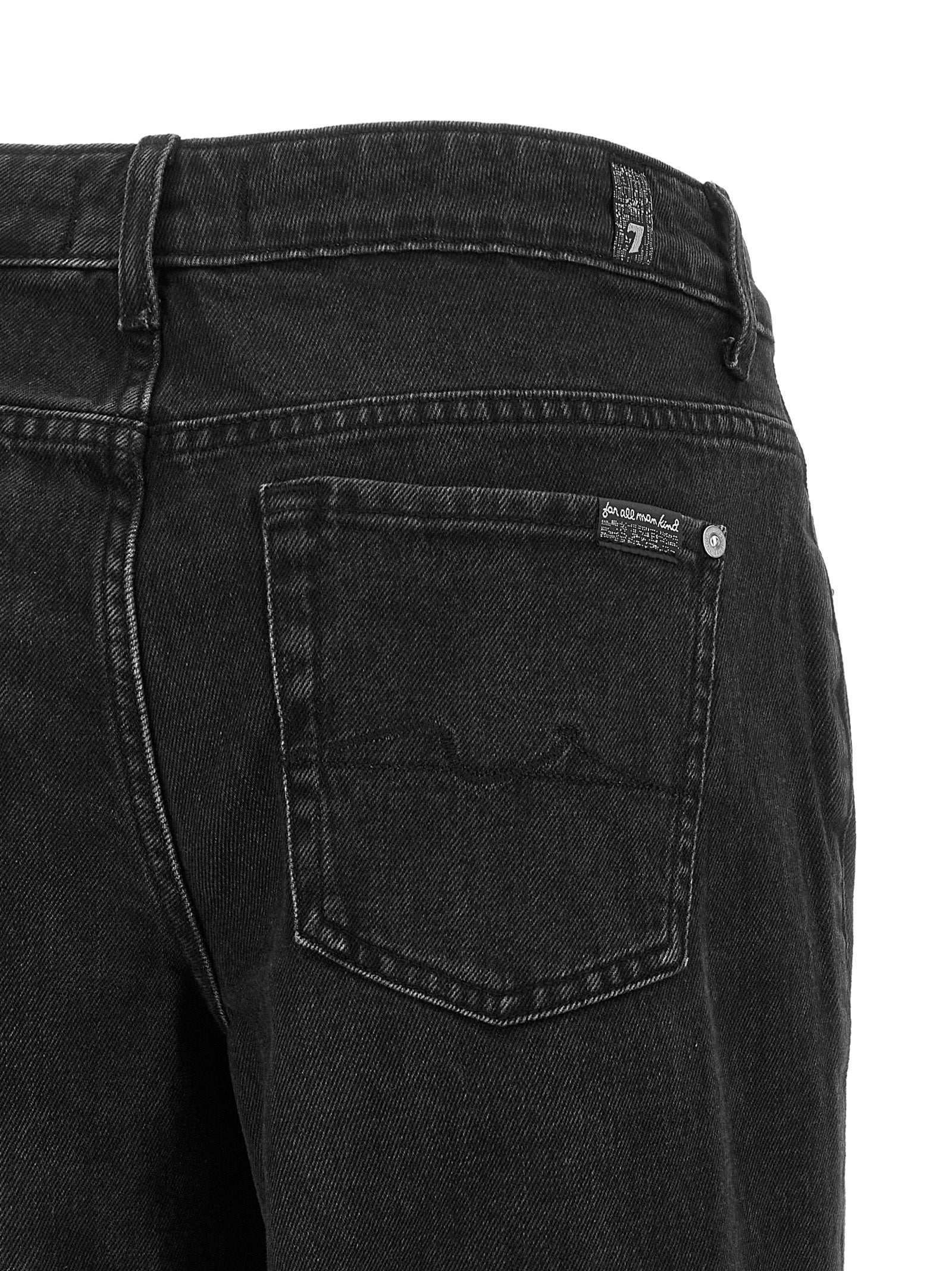 7 For All Mankind Black Cotton Flared Jeans