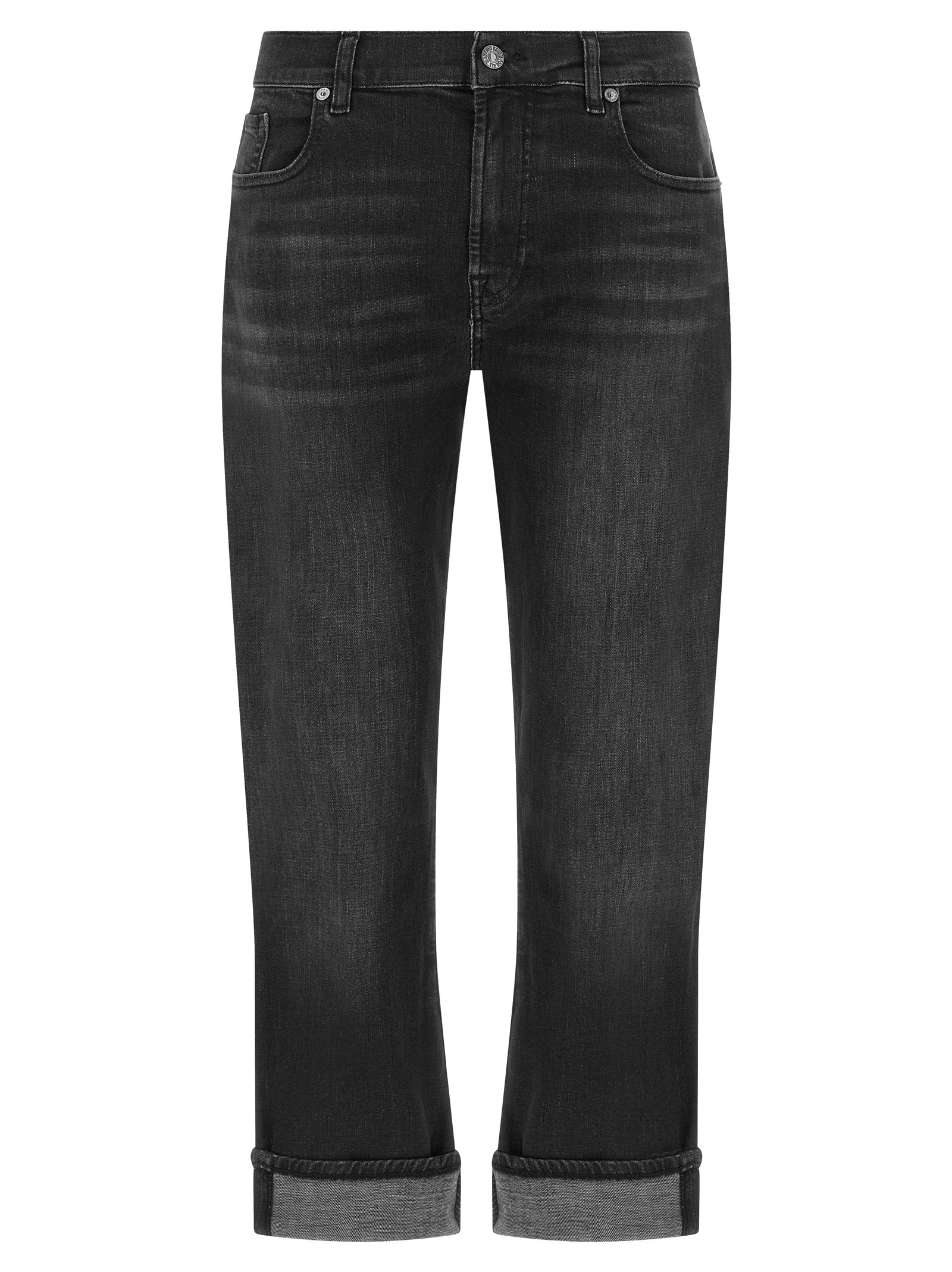 7 For All Mankind Black Cotton Relaxed Fit Jeans